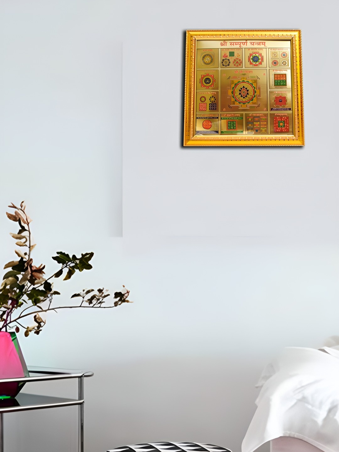 

Hawai 24K Gold-Toned Self Design Shree Sampoorna Yantra Wooden Wall Photo Frame
