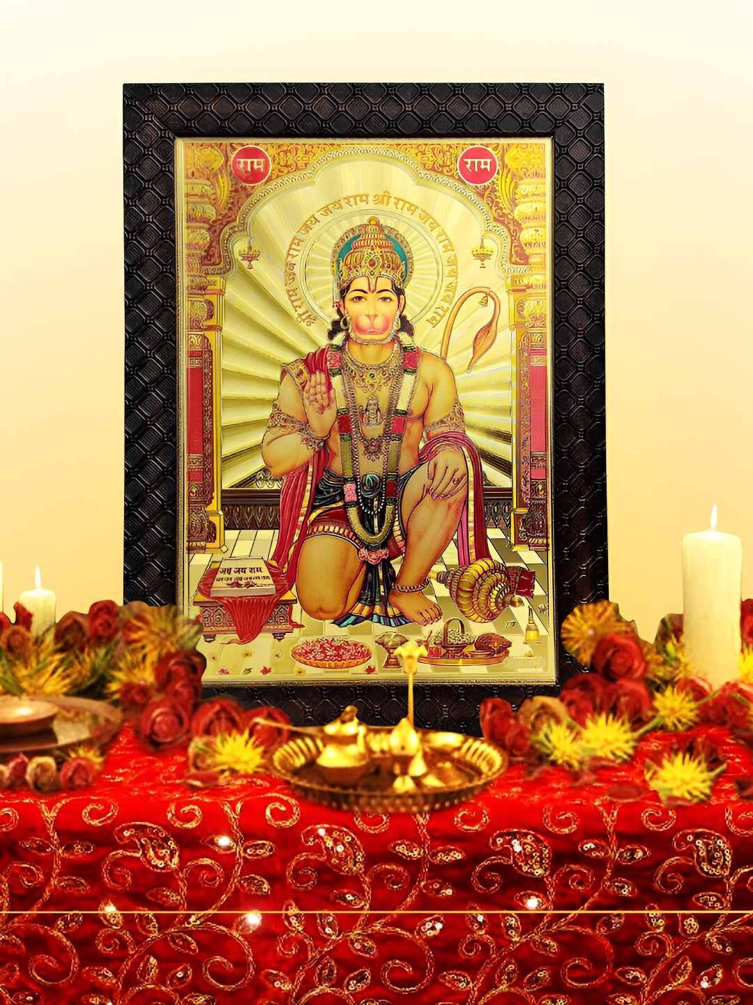 

Hawai Black Shree Bajarang Bali Hanuman Rectangular Wooden Wall Photo Frame