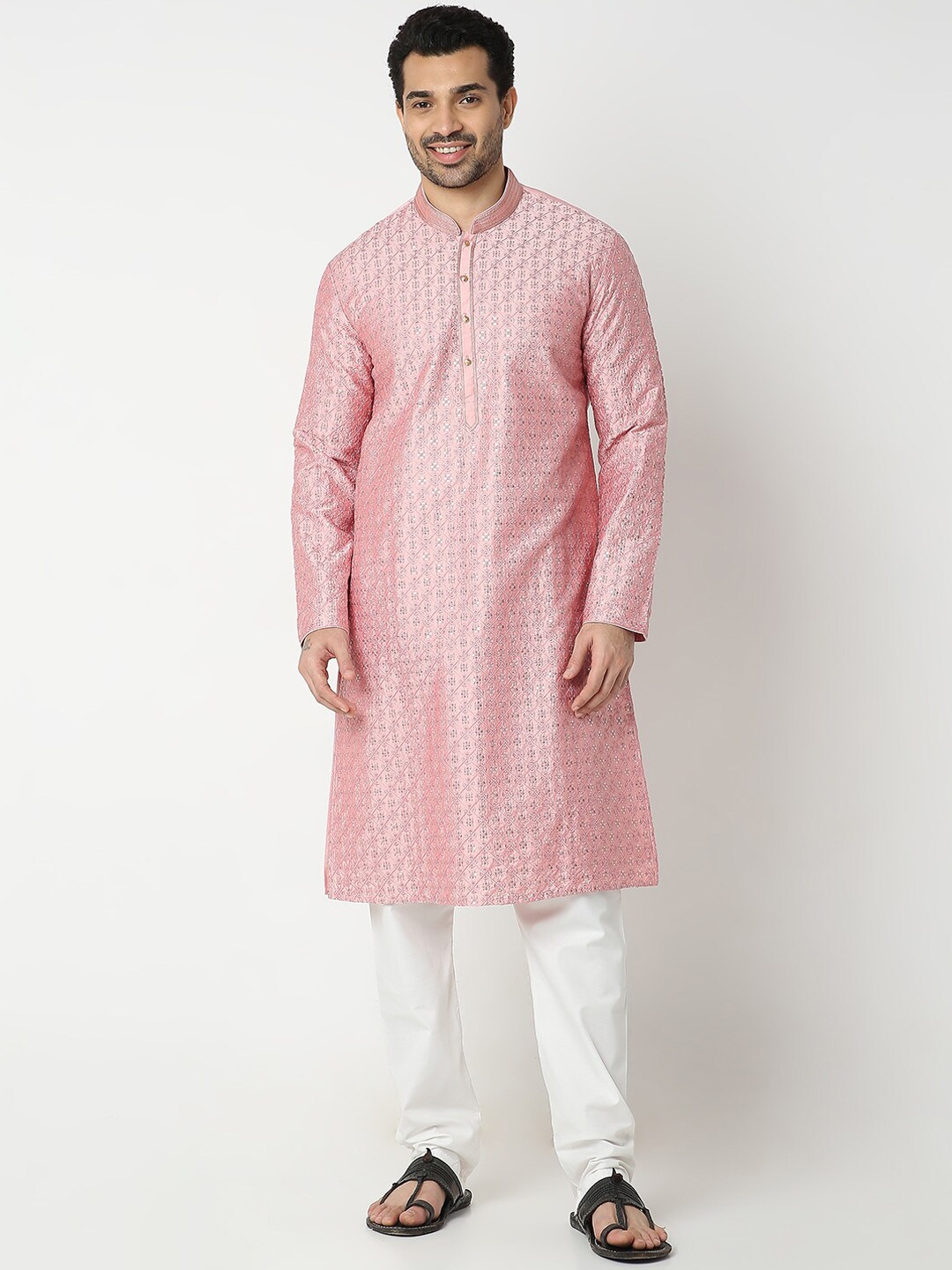 

Ethnicity Ethnic Motifs Embroidered Sequinned Kurta With Churidar, Pink