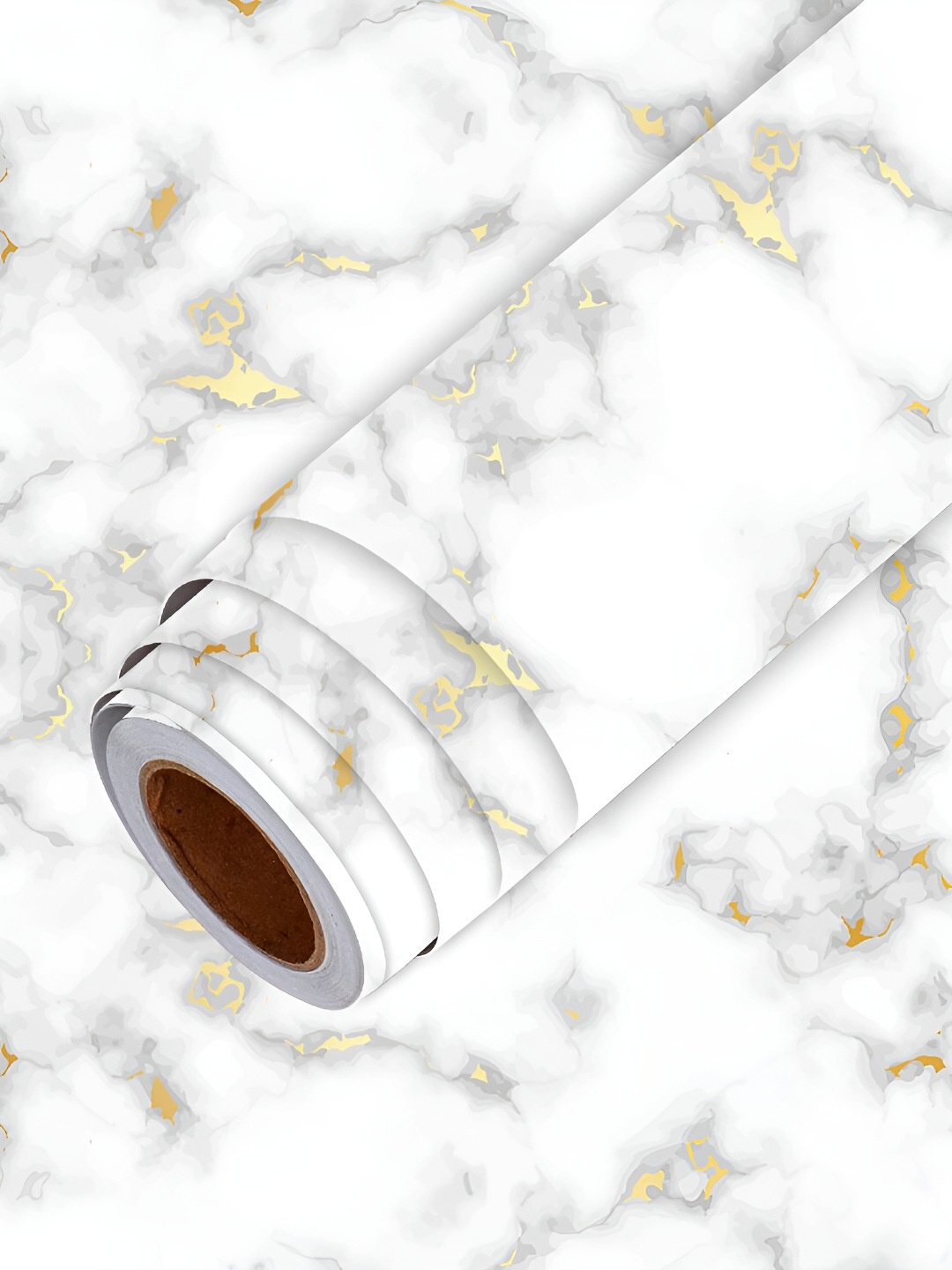 

CVANU White & Gold toned Abstract Self Adhesive Wallpaper
