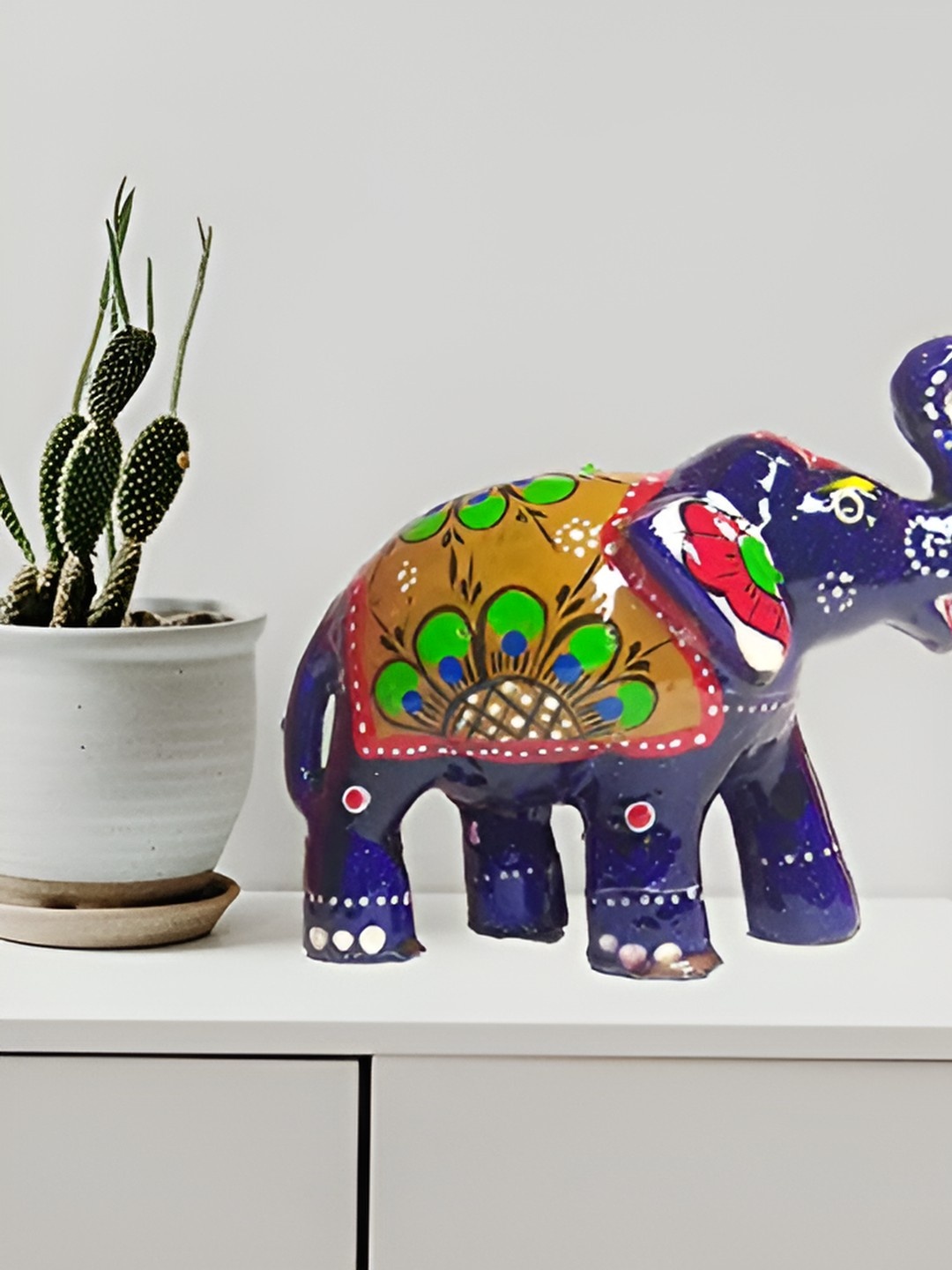 

PALPAL Blue & Green Elephant Figurine Showpiece