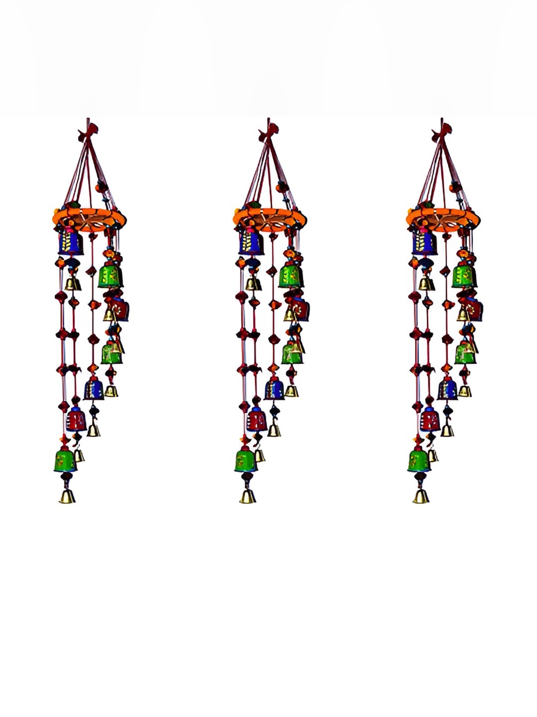 

PALPAL Green & Blue 3 Pieces Ring & Bell Hanging Windchimes