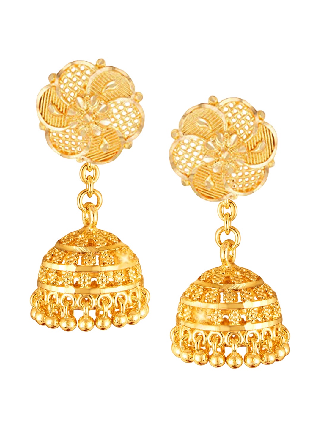 

Vighnaharta Gold-Plated Floral Removable Stud With Jhumki
