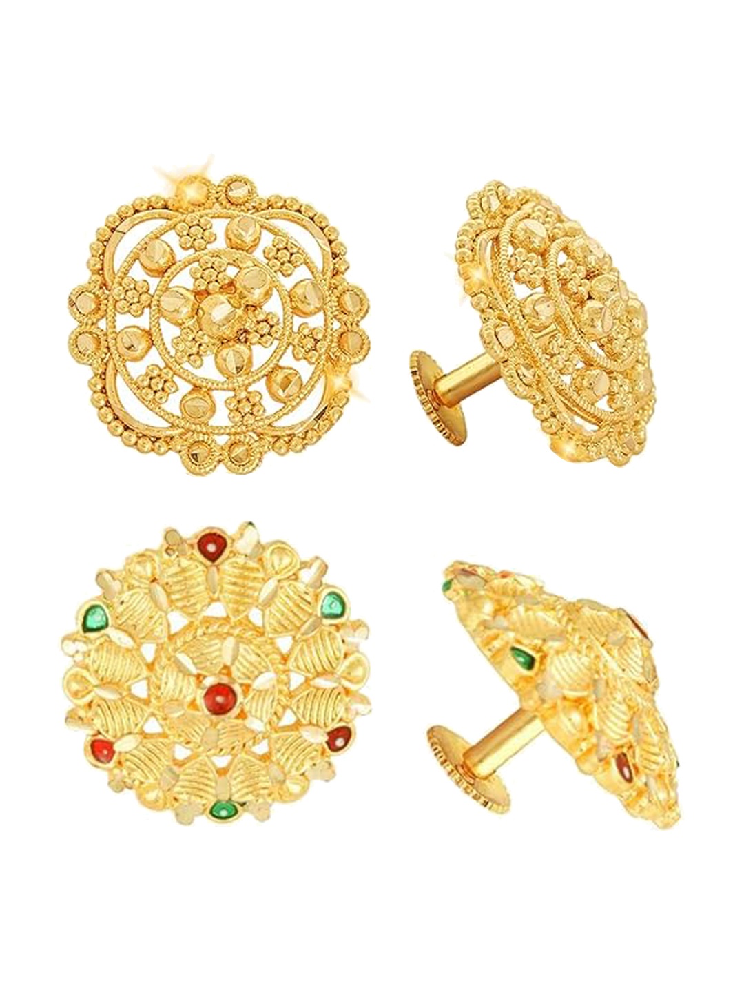 

Vighnaharta Set Of 2 Gold-PlatedStuds Earrings