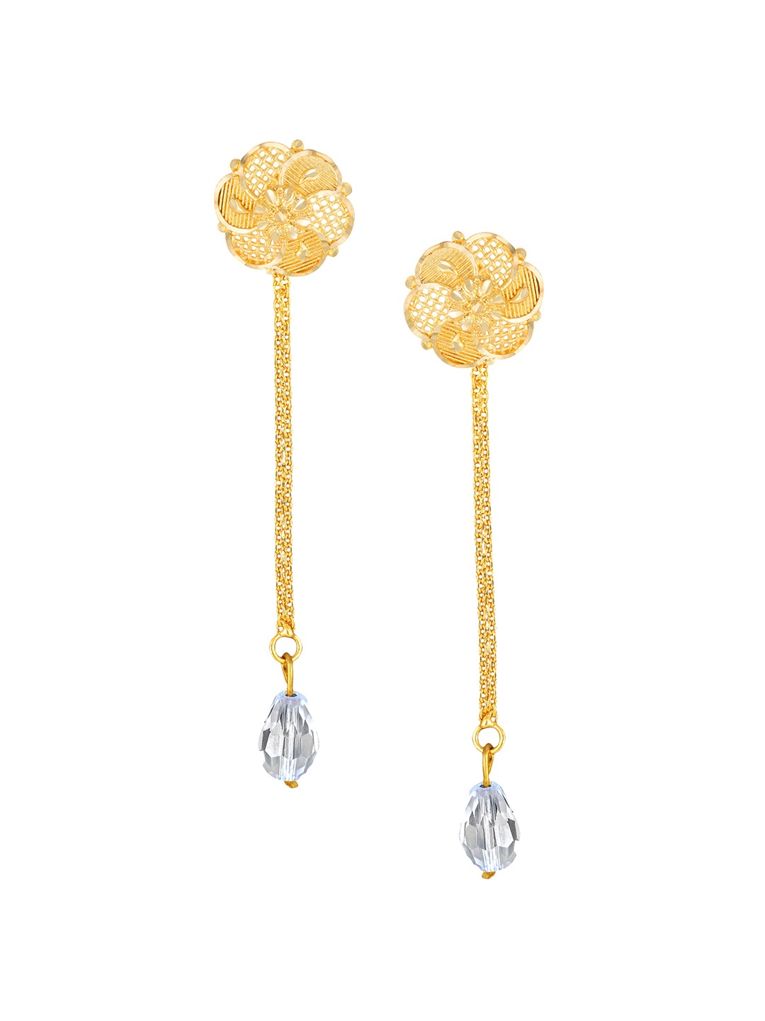 Vighnaharta Gold-Plated Removable Chain Drop Studs Earrings