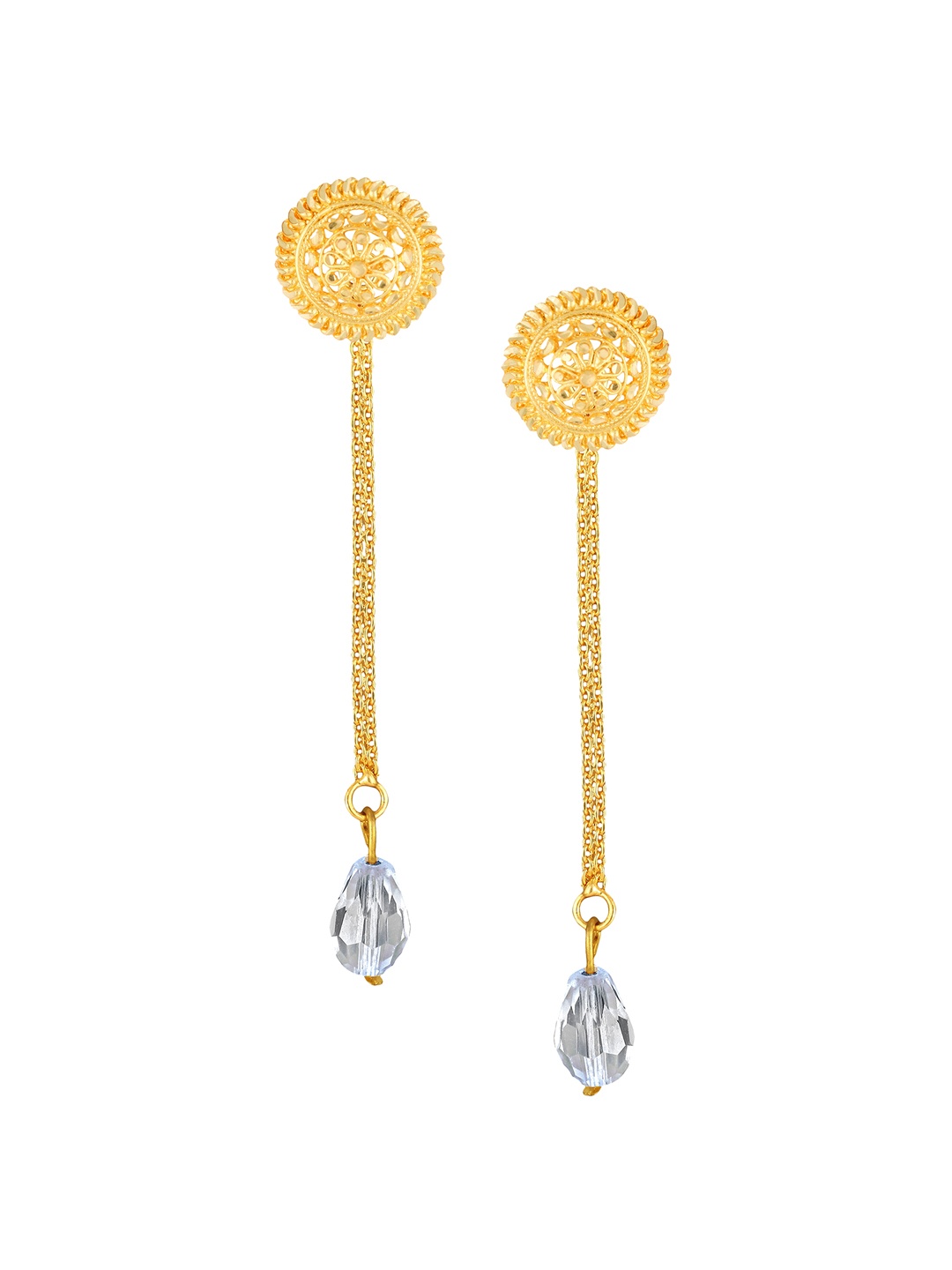 Vighnaharta Gold-Plated Floral Drop Earrings