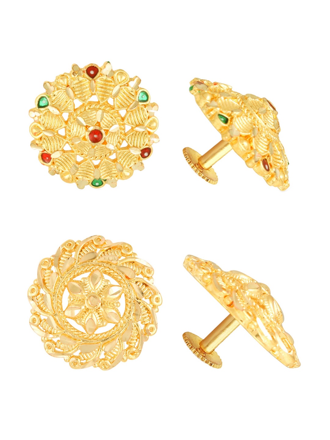 

Vighnaharta Gold-Pleated Floral Studs Earrings
