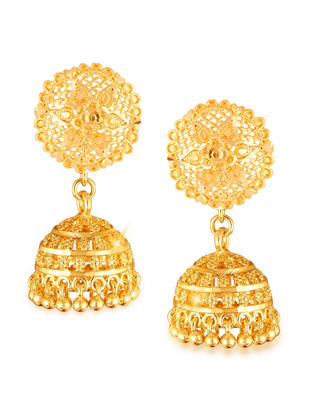 

Vighnaharta Set Of 2 Gold-Plated Floral Studs Earrings