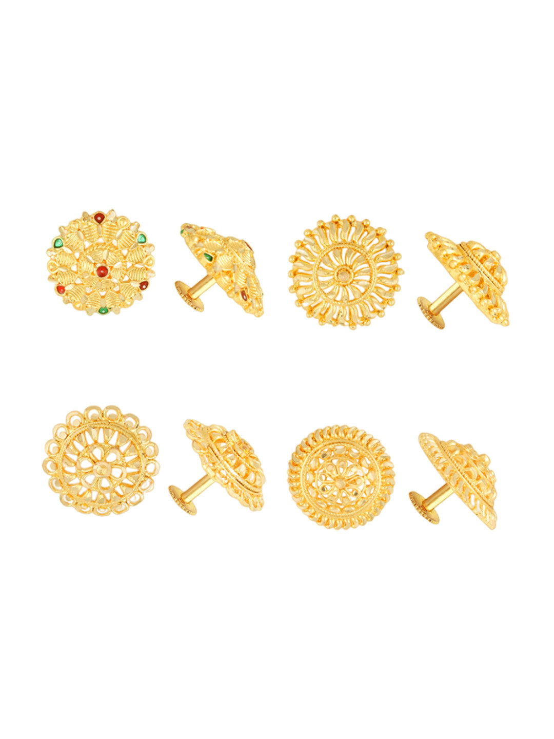 

Vighnaharta Set Of 4 Gold Plated Stone Studded Drop Earrings