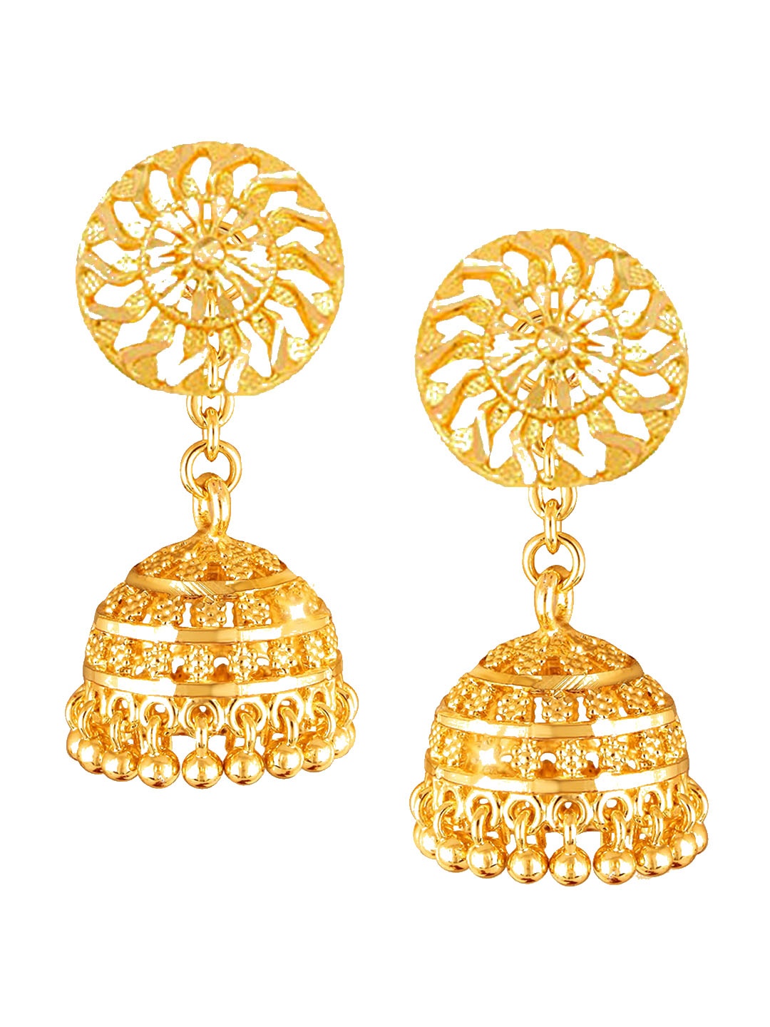 

Vighnaharta Gold Plated Floral Stud Earrings With Removable Jhumkas