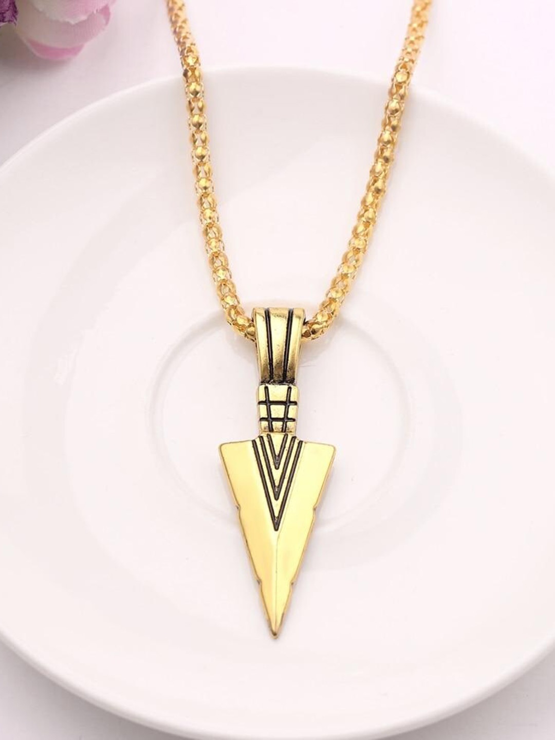 

VIEN Set Of 2 Gold-Plated Arrow Head & Trident Pendant With Chain