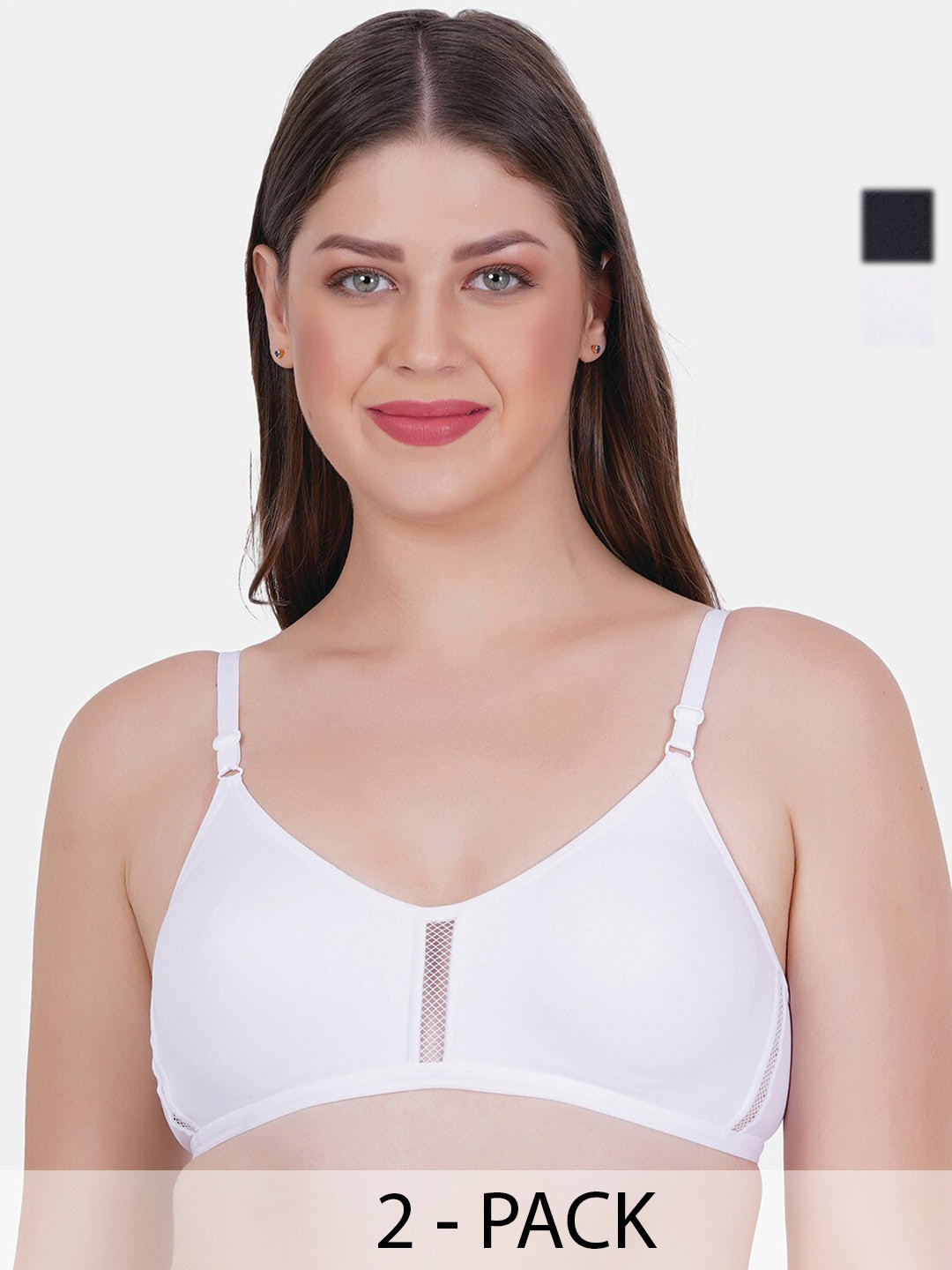 

Reveira Pack Of 2 Medium Coverage All Day Comfot Cotton Everyday Bra, White