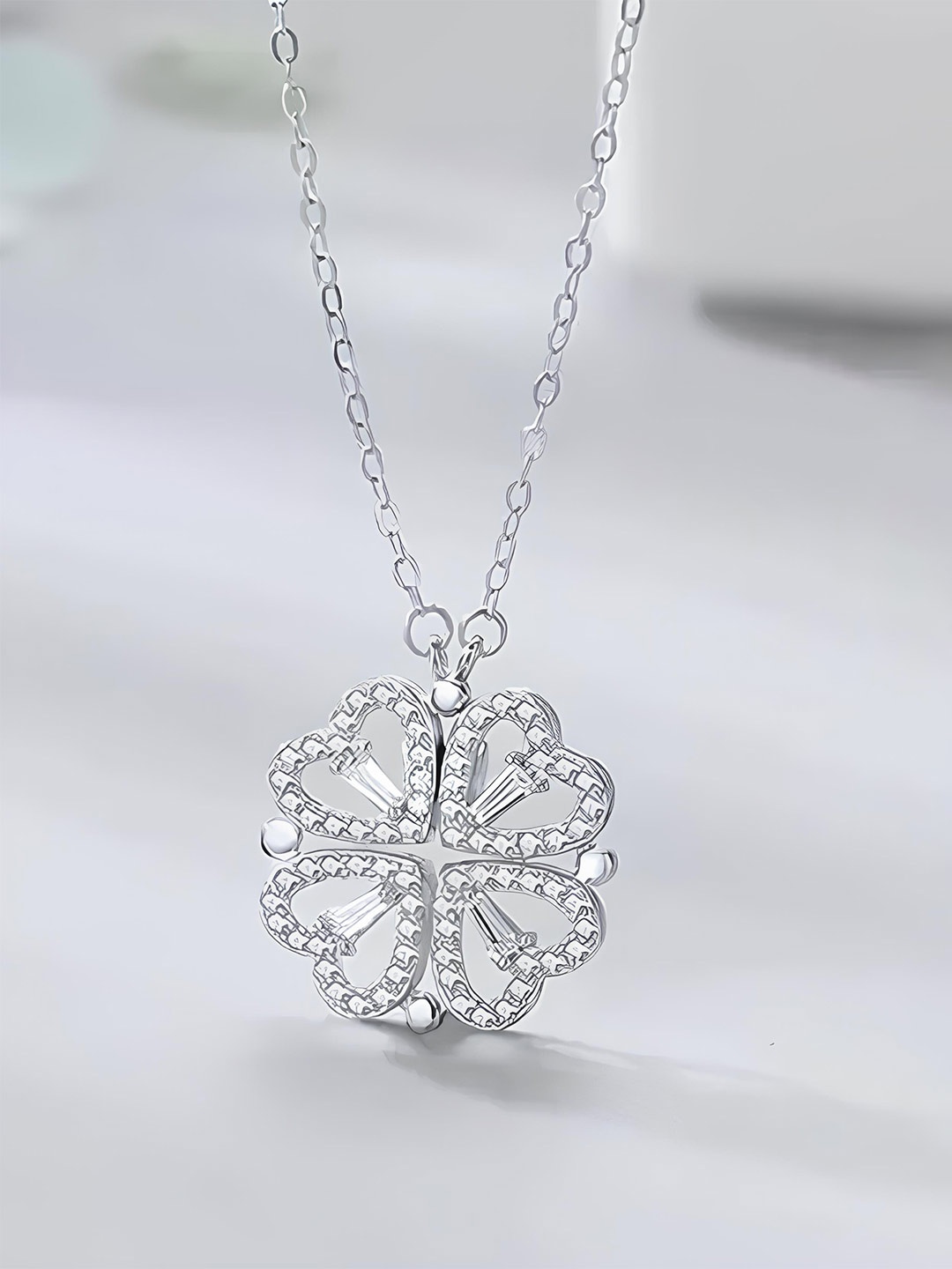 

KARISHMA KREATIONS Stainless Steel Silver Plated Cubic Zirconia Studded Chain