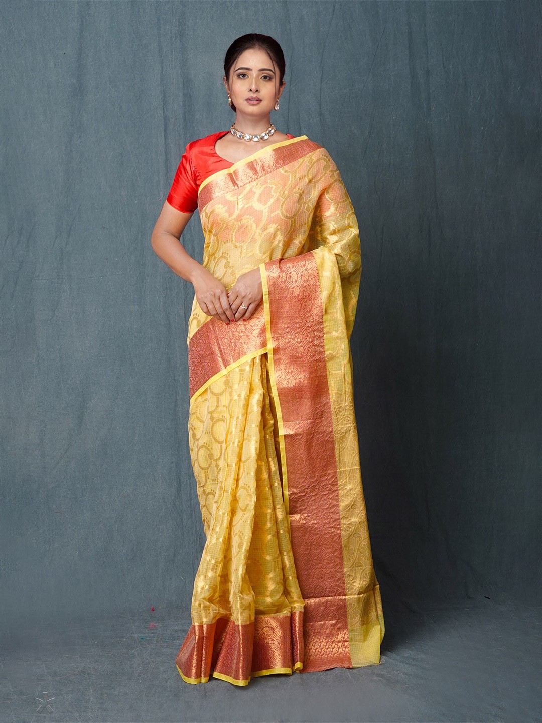 

Unnati Silks Ethnic Motifs Woven Design Kota Saree, Yellow