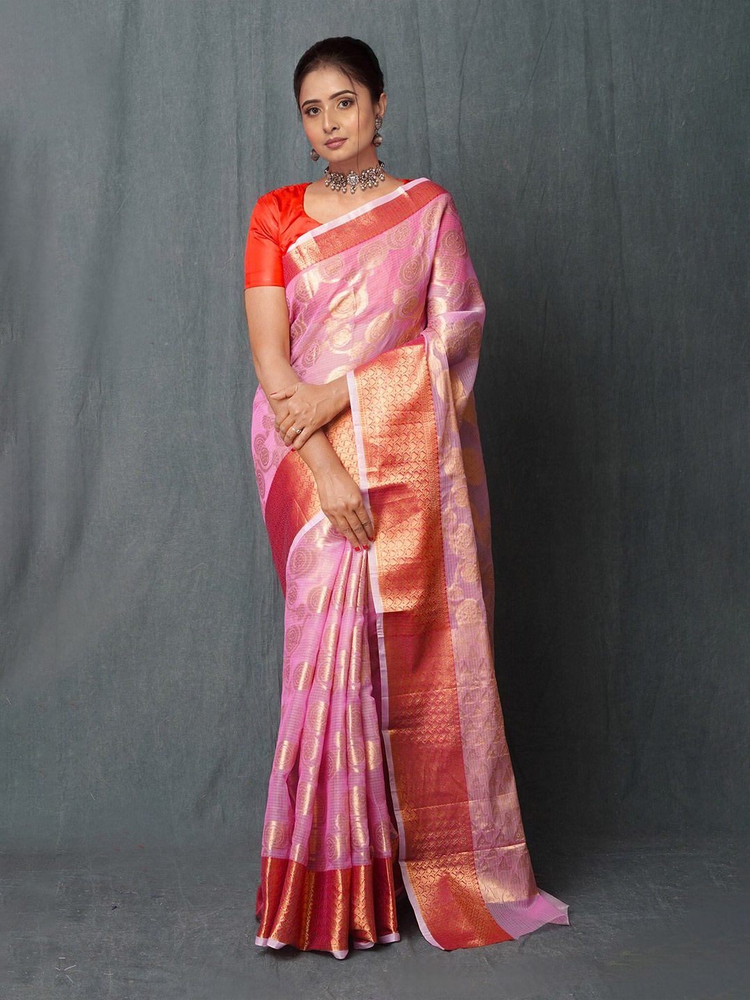 

Unnati Silks Ethnic Motifs Woven Design Kota Saree, Pink