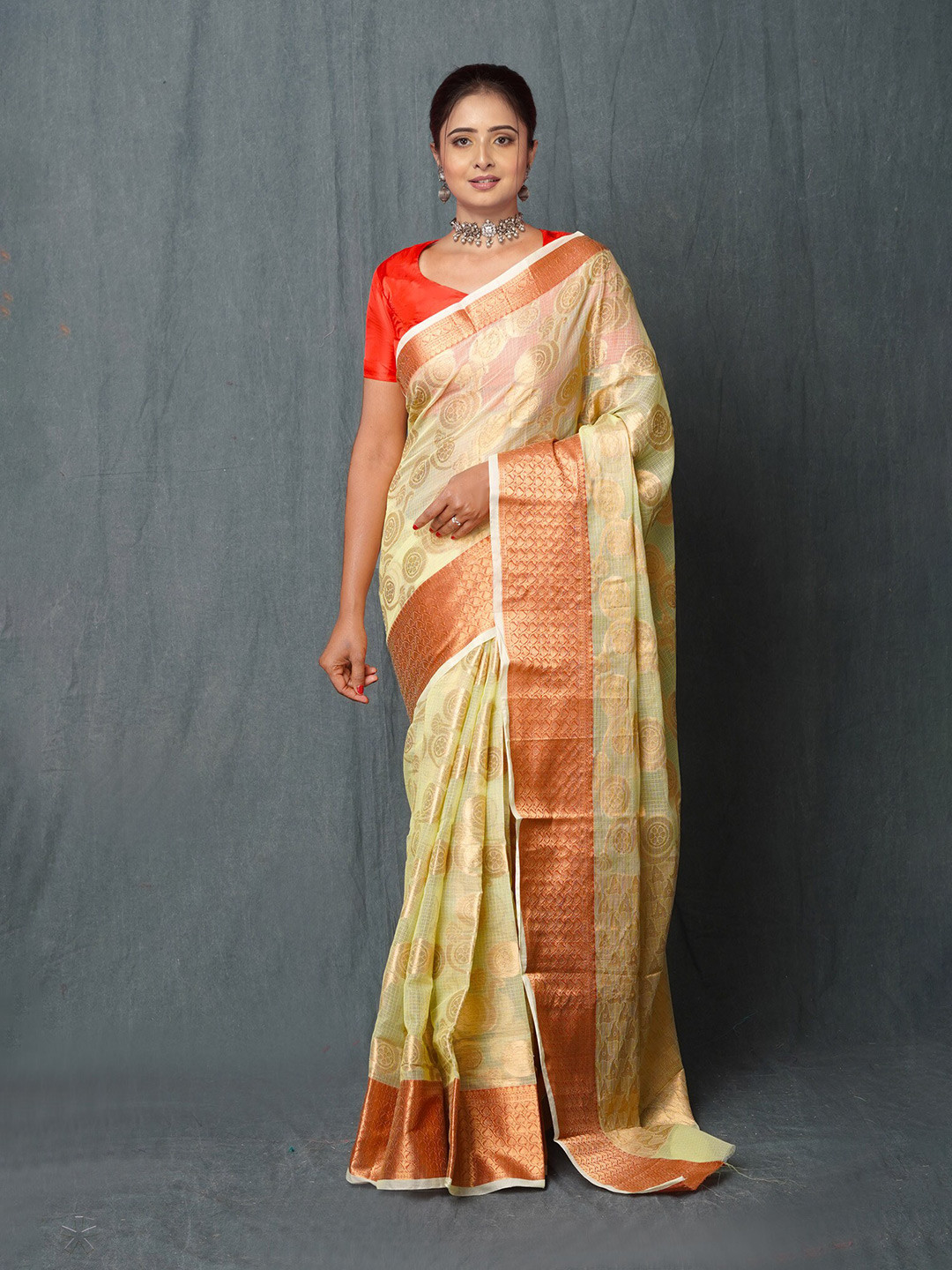 

Unnati Silks Ethnic Motifs Woven Design Handloom Kota Saree, Cream