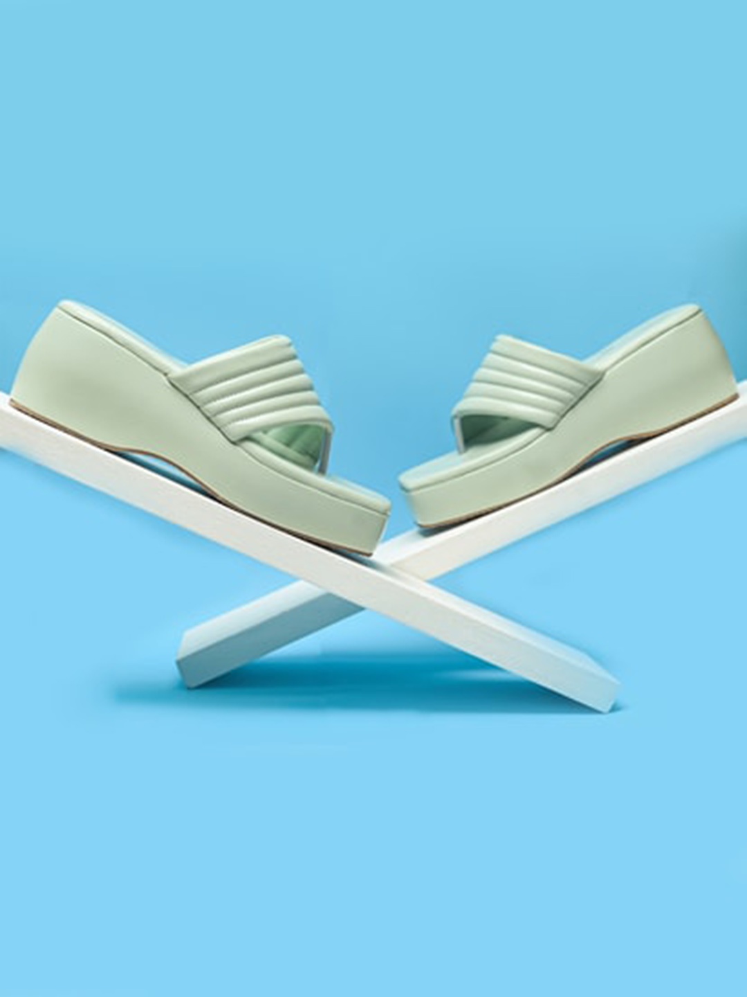

Try Me Textured Platform Heels, Sea green