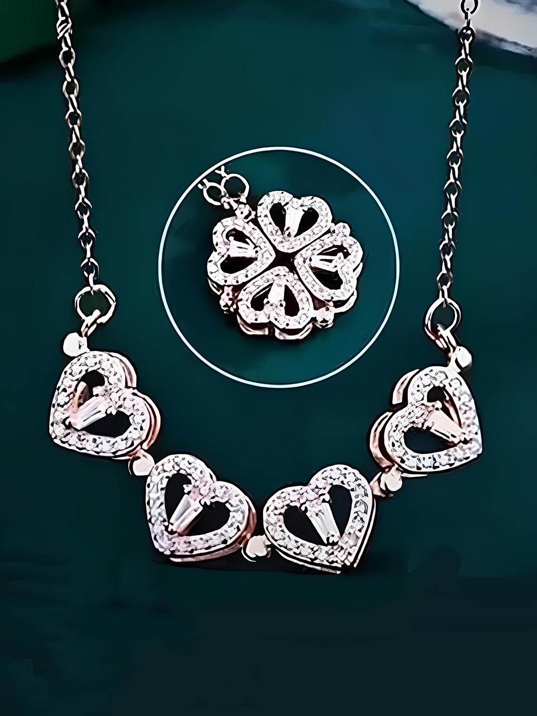 

KARISHMA KREATIONS Stainless Steel Rose Gold Plated Cubic Zirconia Studded Chain