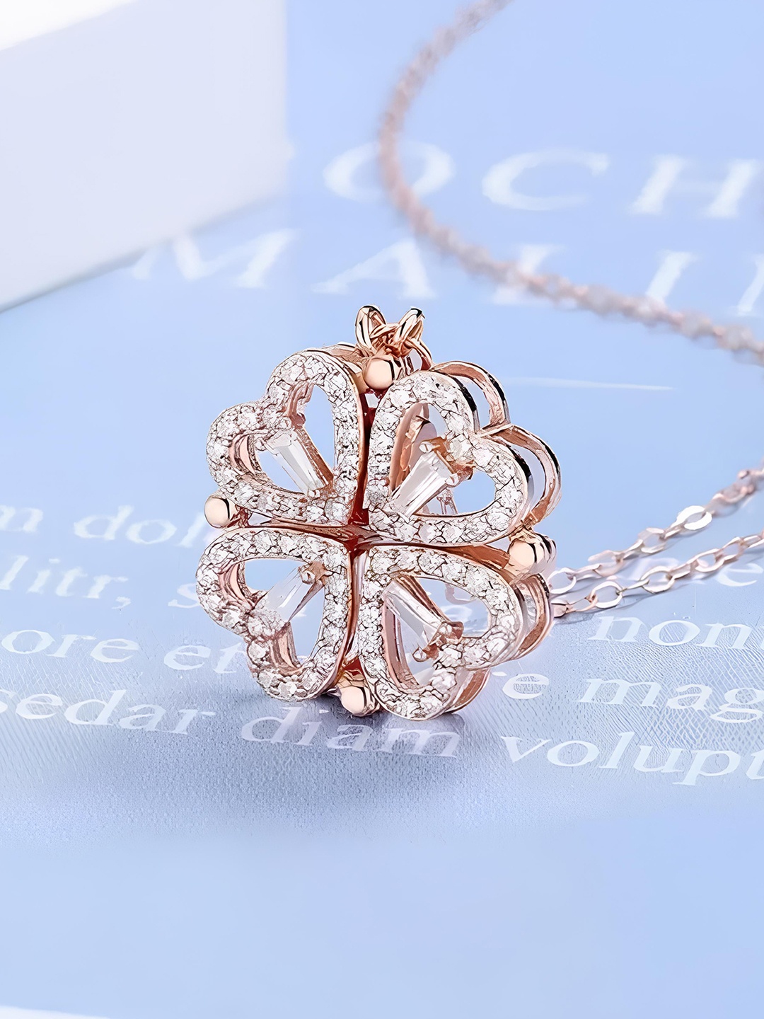 

KARISHMA KREATIONS Stainless Steel Rose Gold Plated Cubic Zirconia Studded Chain