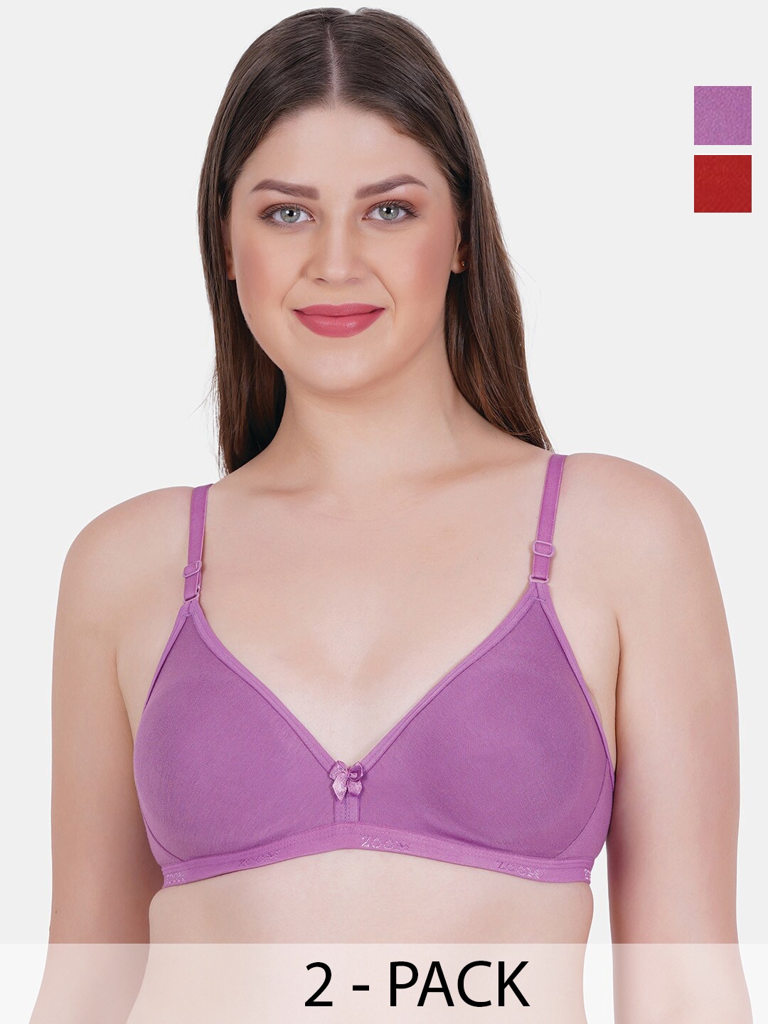 

Reveira Pack Of 2 Medium Coverage All Day Comfot Cotton Everyday Bra, Purple