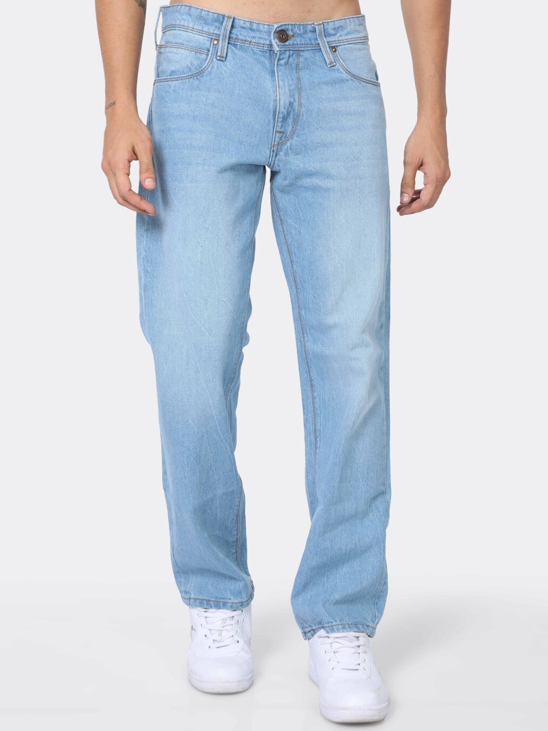 

BADMAASH Men Blue Jean Relaxed Fit Light Fade Stretchable Cotton Jeans