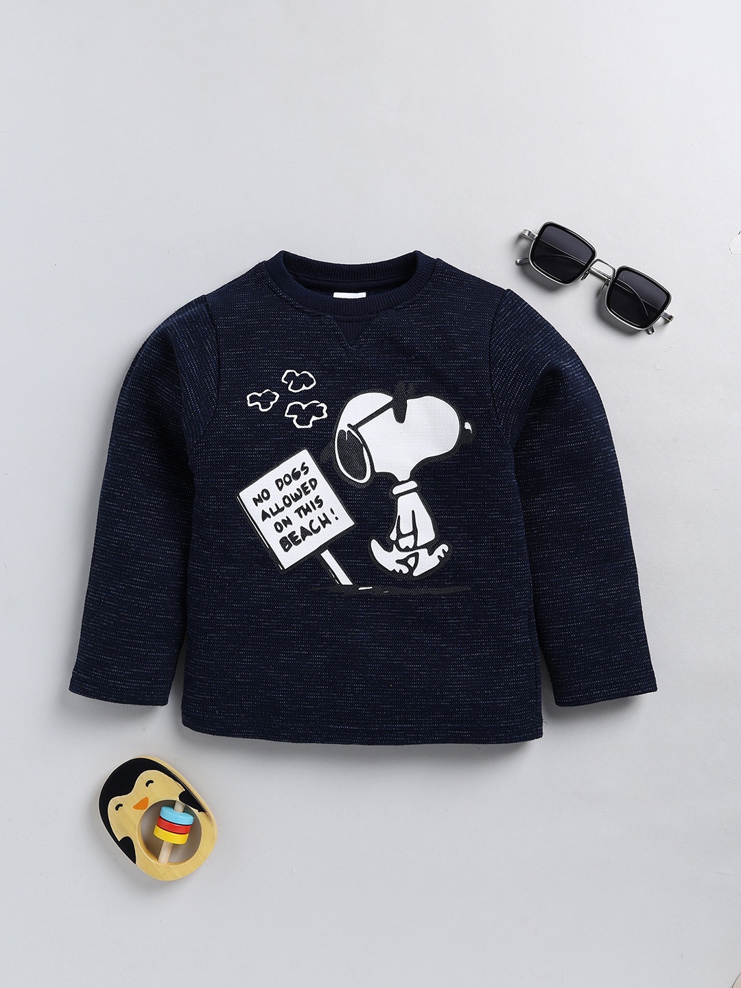 

Moms Love Kids Snoopy Printed Fleece Pullover Sweatshirt, Navy blue