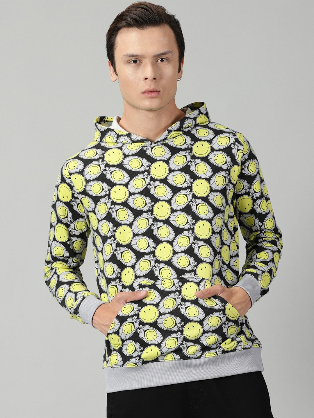 

Rodzen Graphic Printed Hooded Cotton Pullover Sweatshirt, Yellow