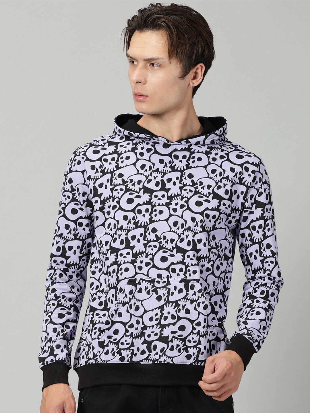 

Rodzen Graphic Printed Hooded Cotton Pullover Sweatshirt, Lavender