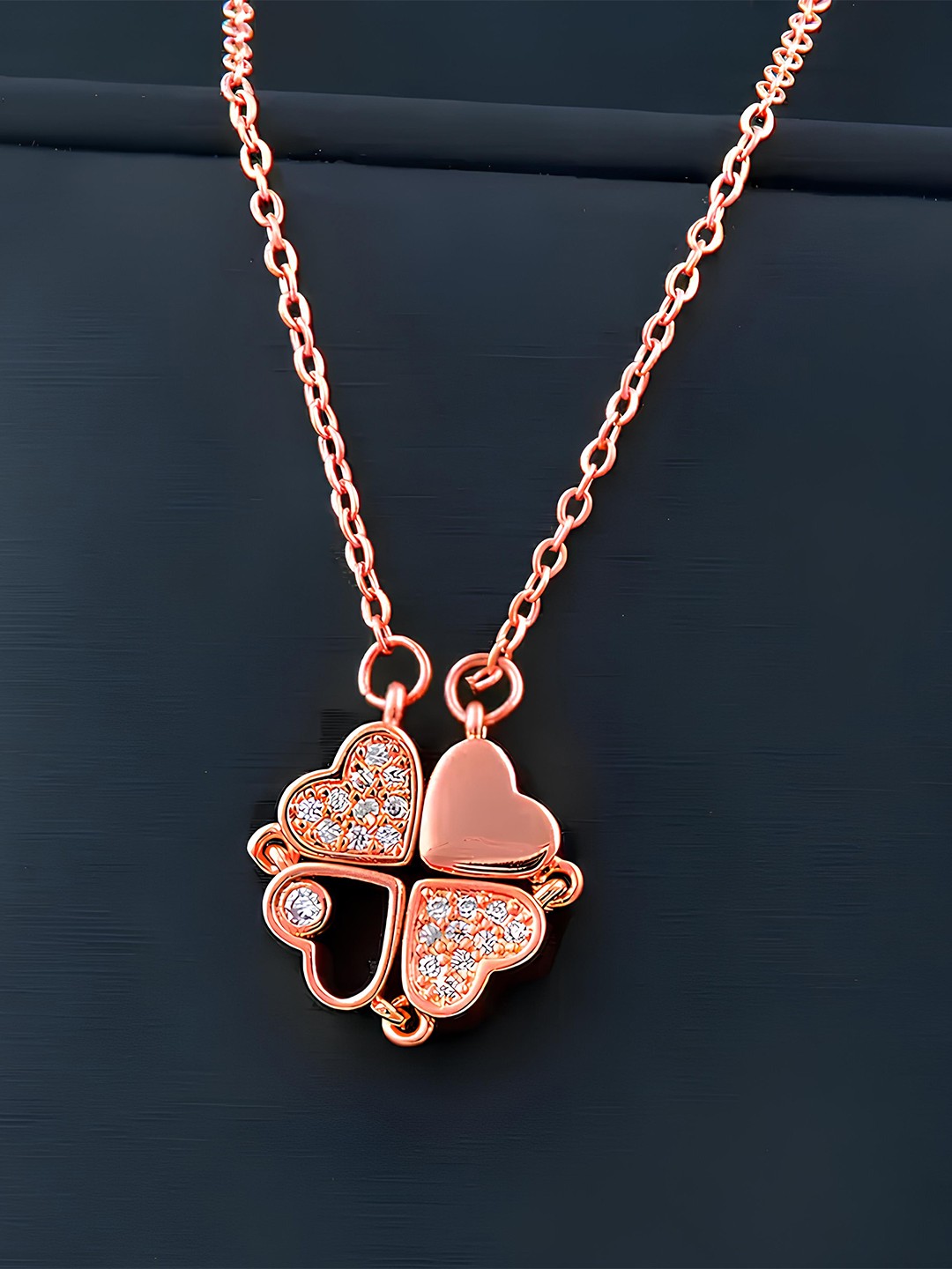 

KARISHMA KREATIONS Stainless Steel Rose Gold Plated Cubic Zirconia Studded Chain
