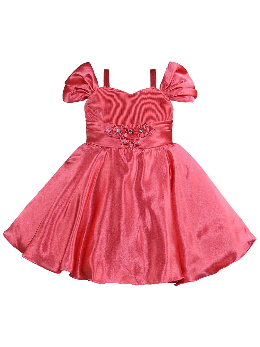 

Wish Karo Girls Silk Satin Fit & Flare Dress, Peach