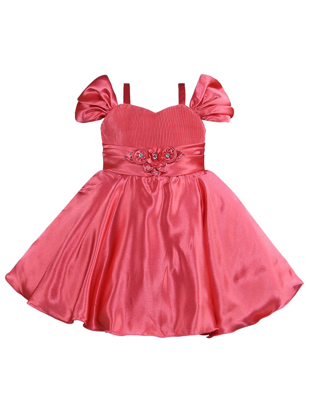 

Wish Karo Girls Satin Fit & Flare Dress, Peach