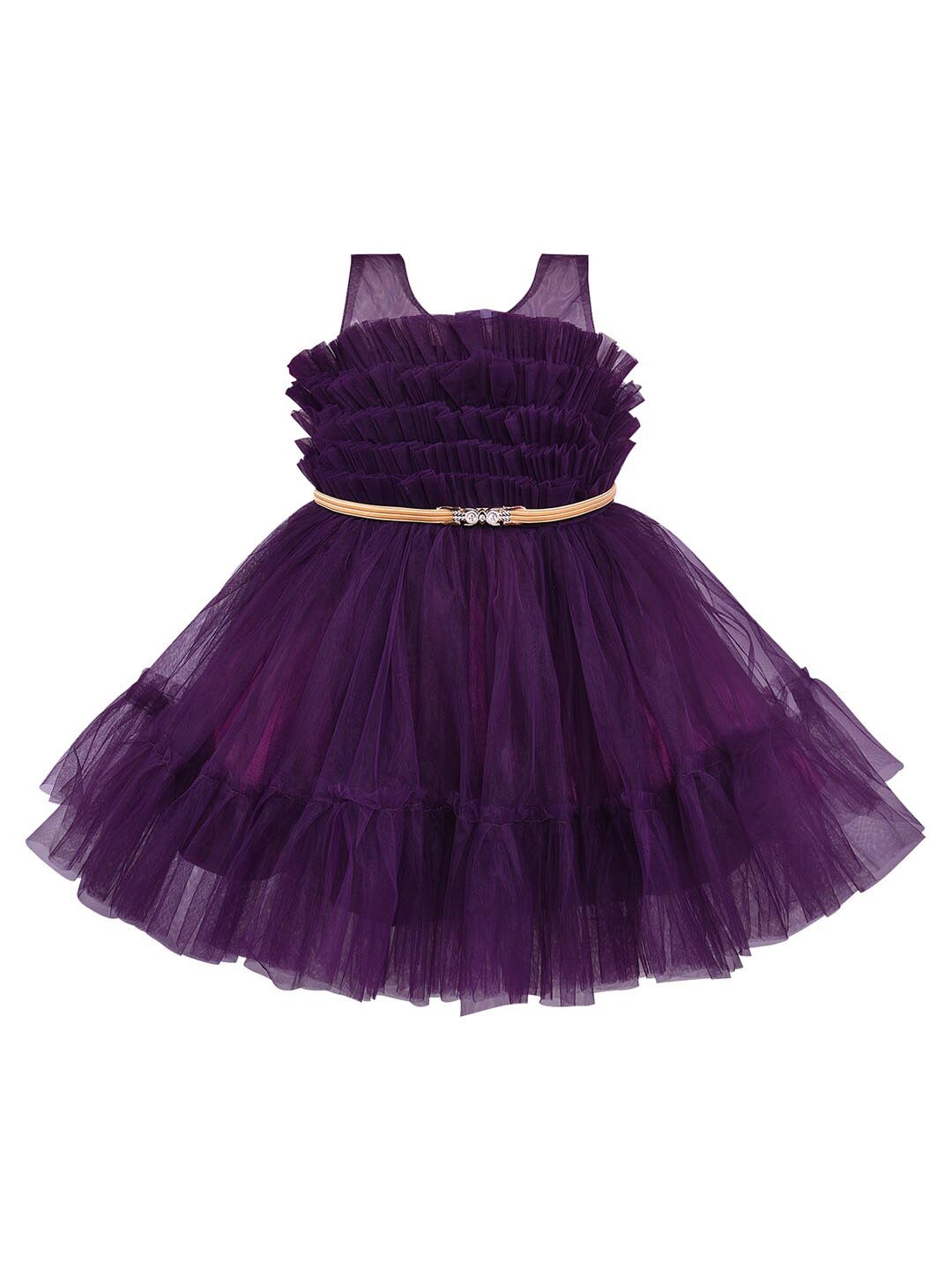 

Wish Karo Girls Ruffles Net Fit & Flare Dress, Purple