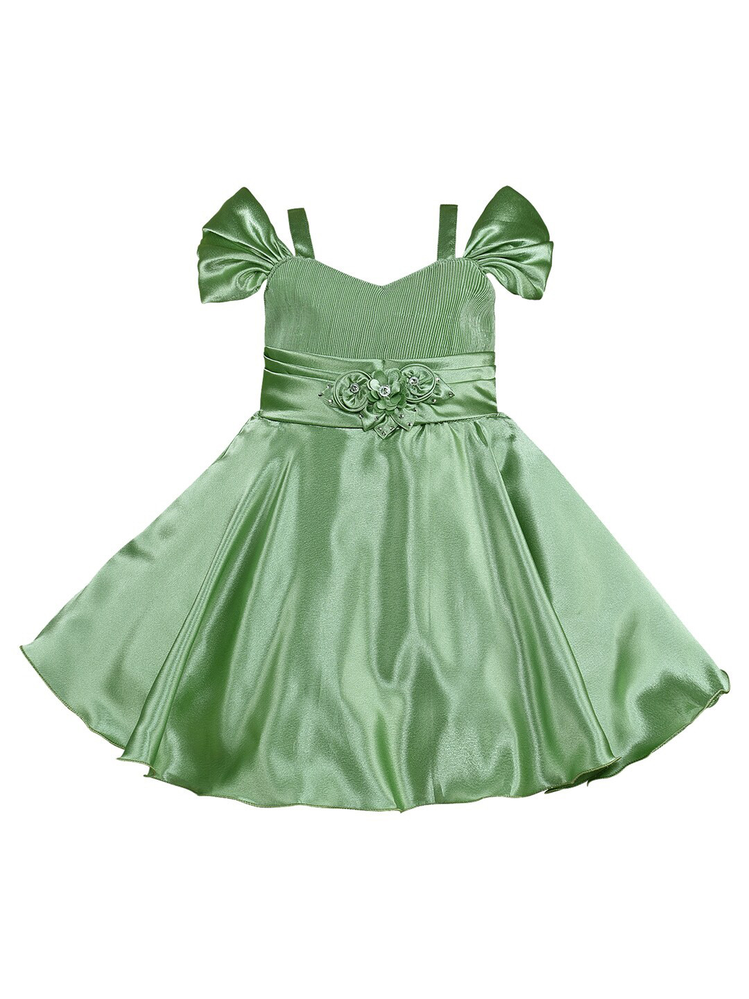 

Wish Karo Girls Satin Fit & Flare Dress, Green