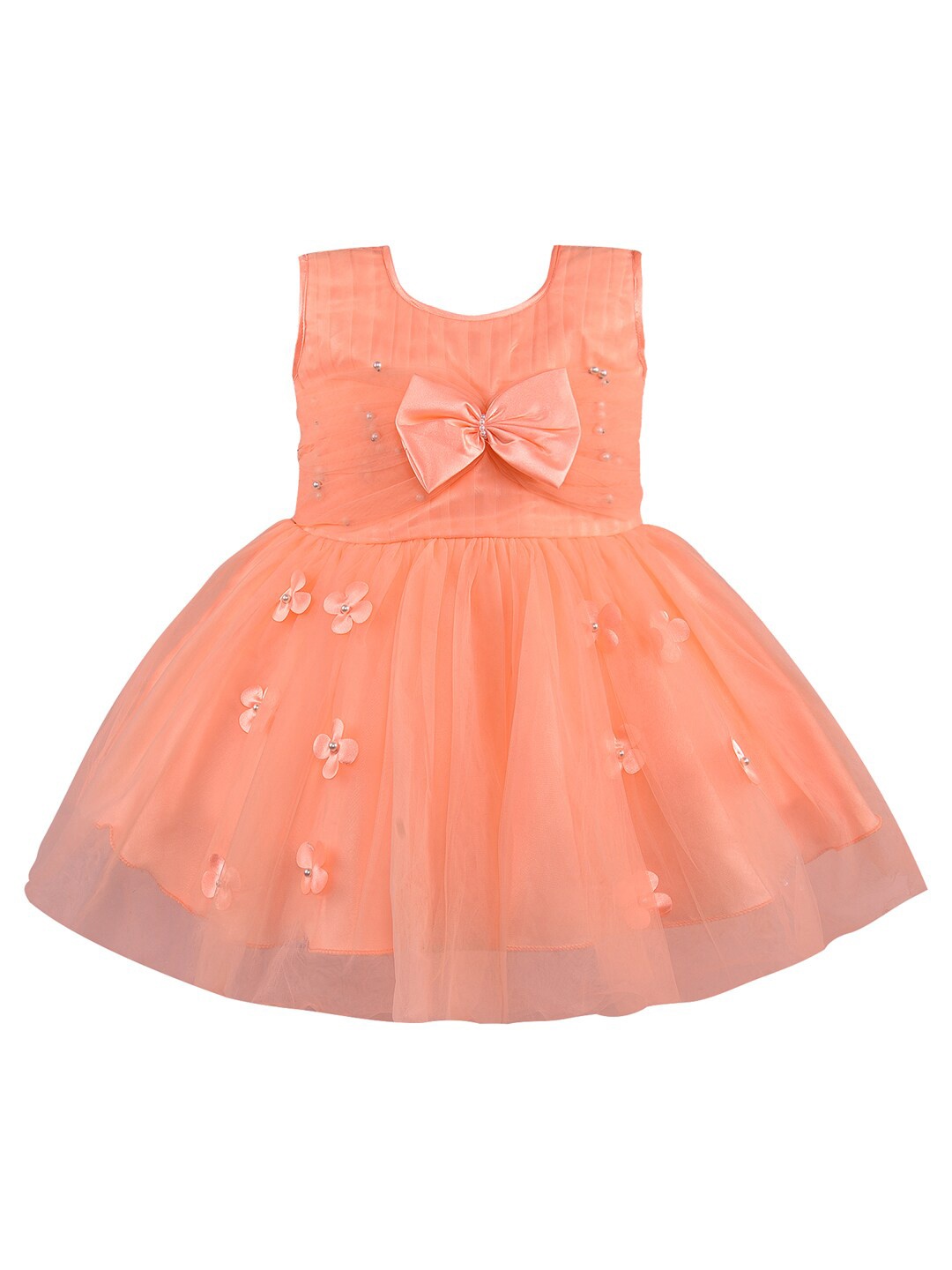 

Wish Karo Girls Embellished Net Fit & Flare Dress, Peach