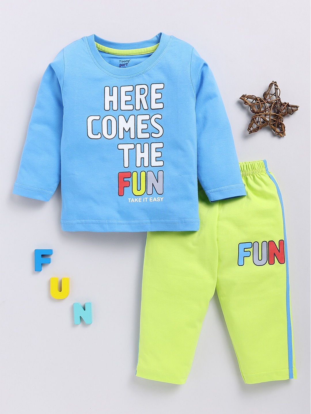 

Toonyport Boys Printed Pure Cotton Clothing Set, Blue