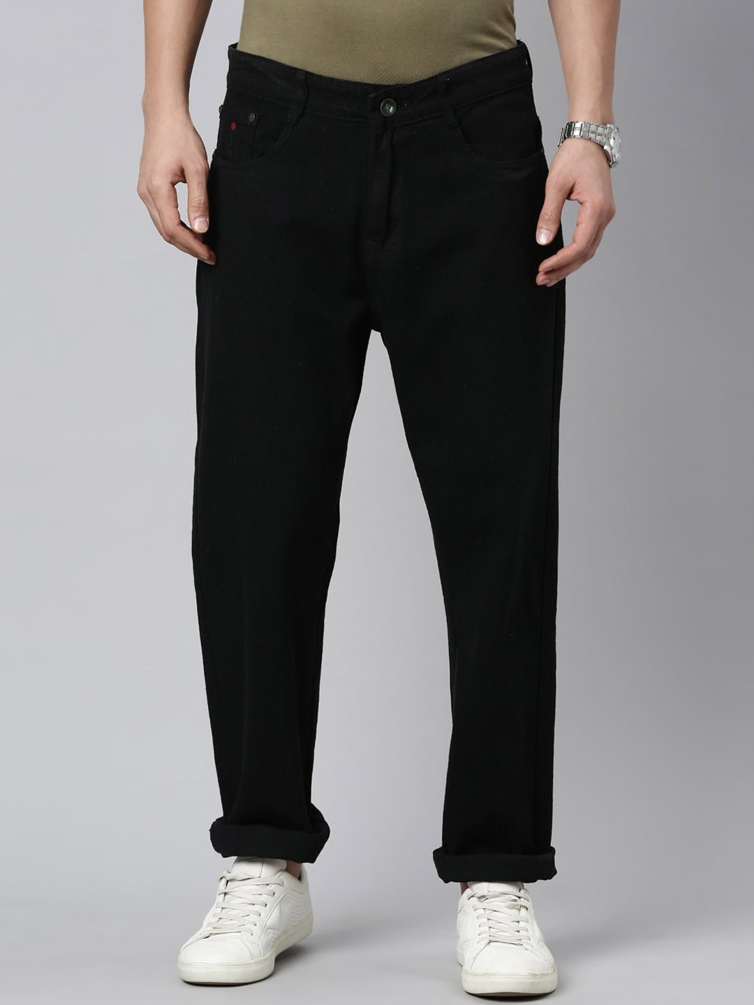 

CINOCCI Men Relaxed Fit Clean Look Jeans, Black