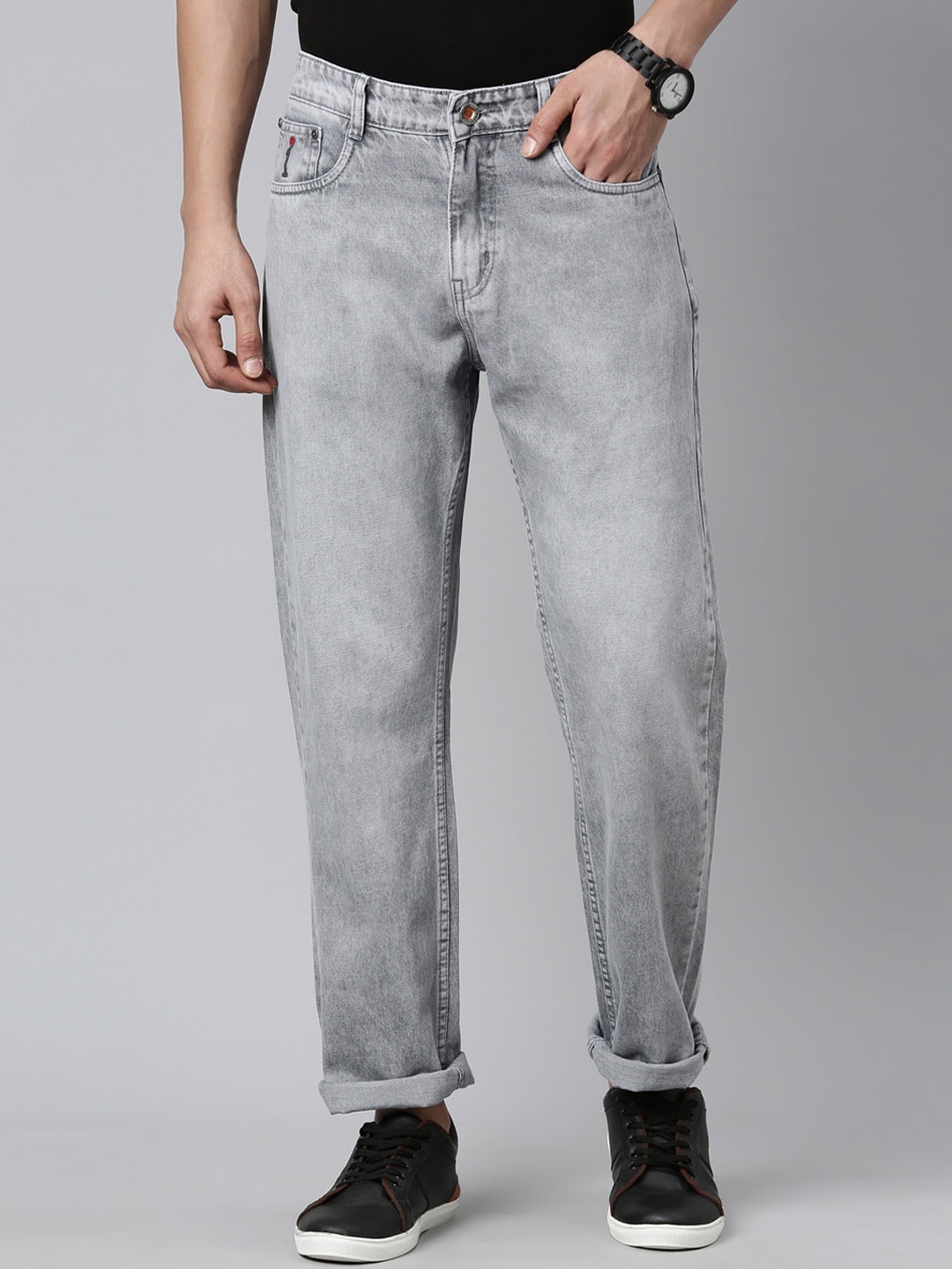 

CINOCCI Men Relaxed Fit Heavy Fade Jeans, Grey