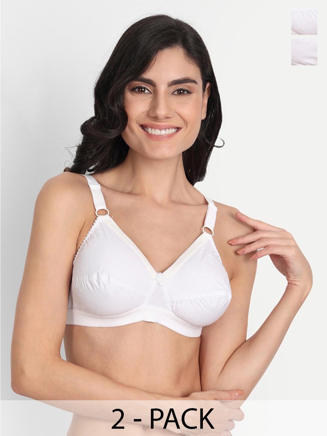 

T.T. Pack Of 2 Full Coverage All Day Comfort Cotton Everyday Bra, White