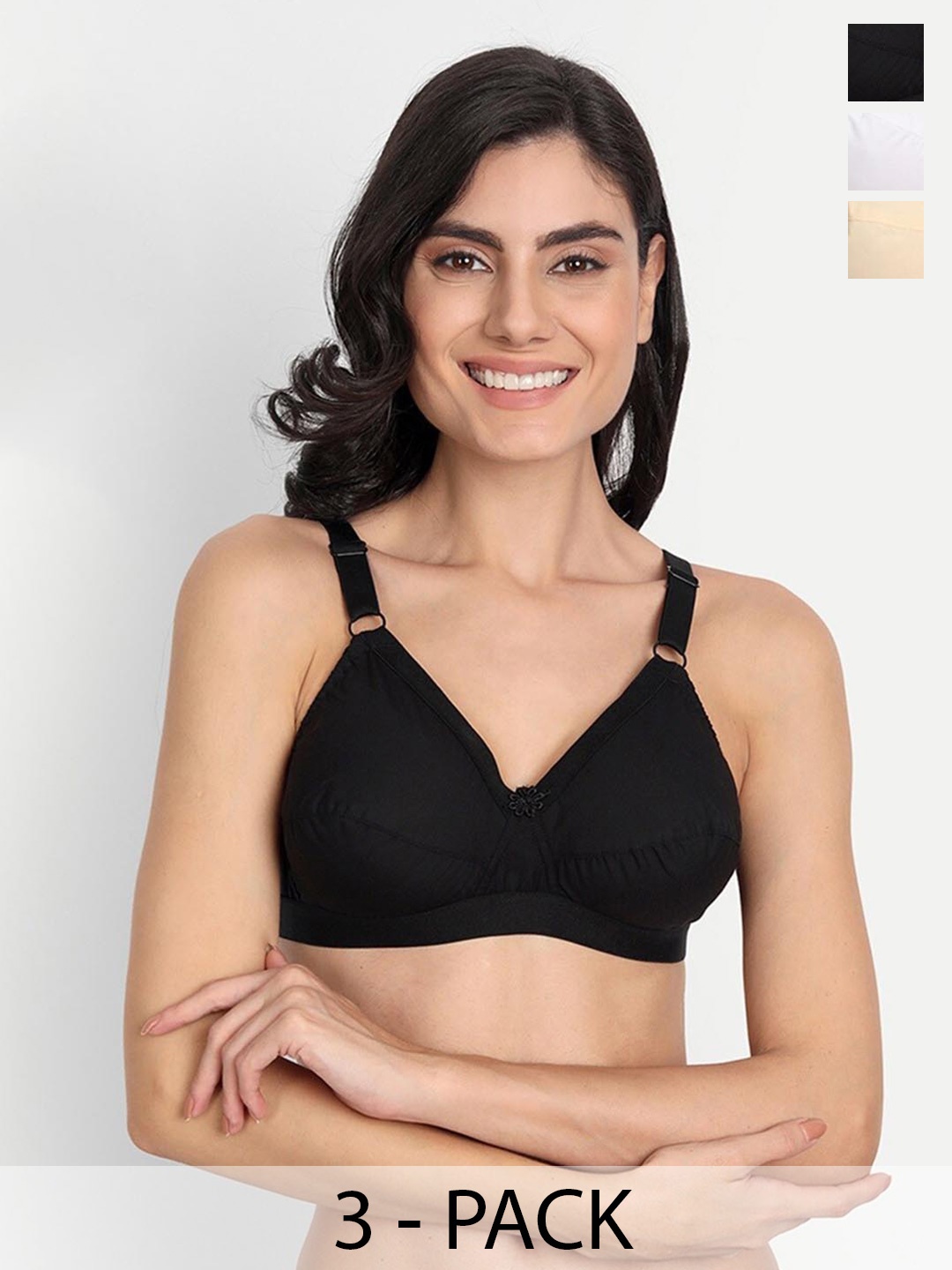 

T.T. Pack Of 3 Full Coverage All Day Comfort Cotton Everyday Bra, Beige