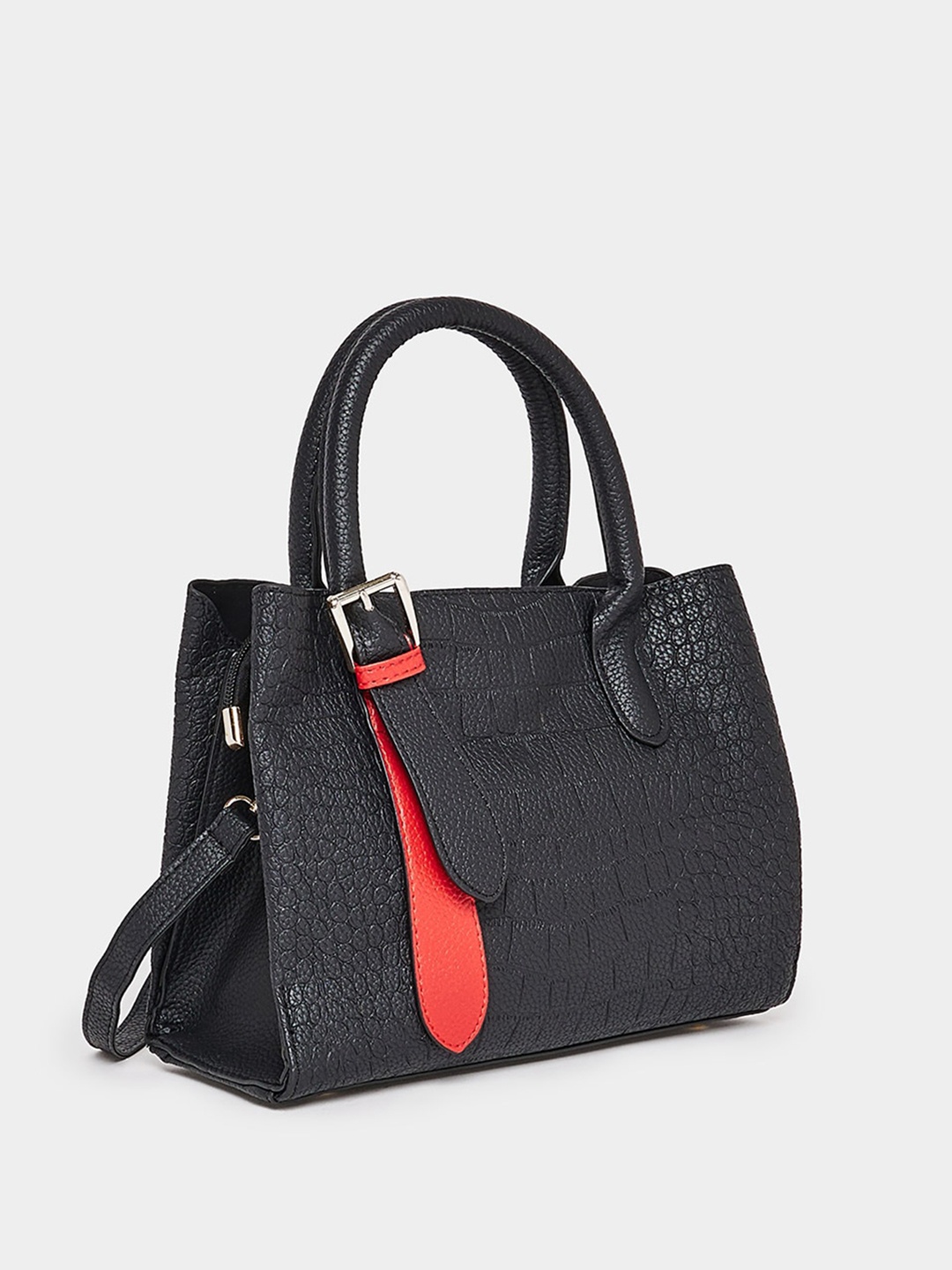 

Styli Black Textured Swagger Handheld Bag