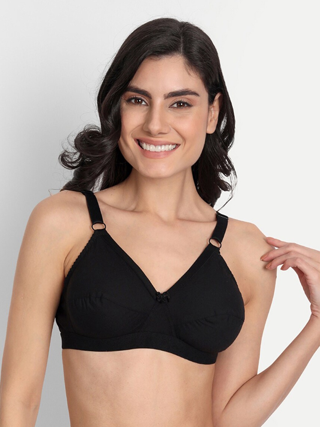 

T.T. Pack Of 2 Full Coverage Cut and Sew Non Padded Everyday Bras With All Day Comfort, Black