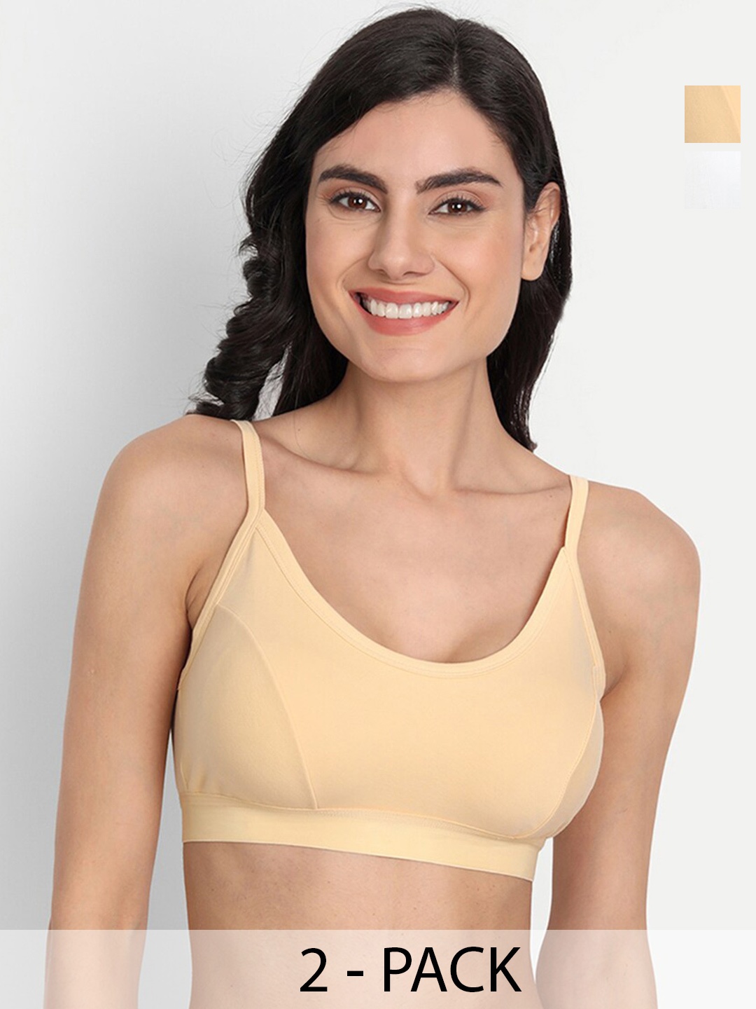 

T.T. Pack Of 2 Full Coverage Anti Odour Medium Support Workout Bra With All Day Comfort, Beige