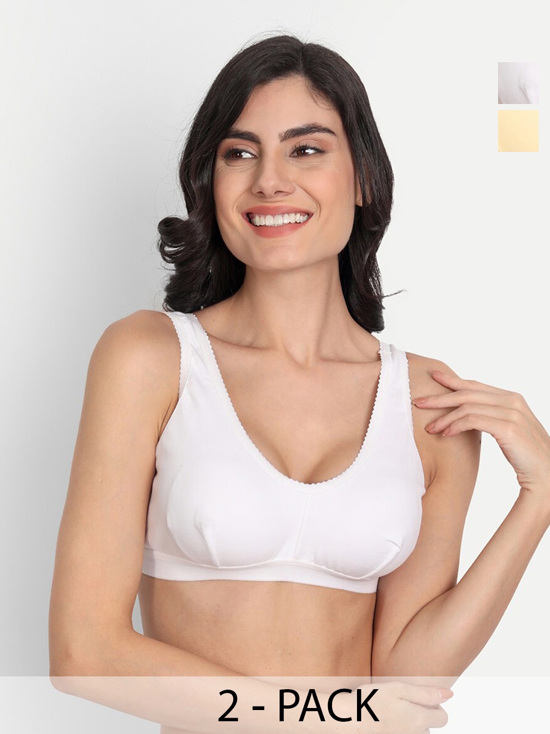 

T.T. Pack Of 2 Full Coverage Cotton T-Shirt Bra All Day Comfort, Beige