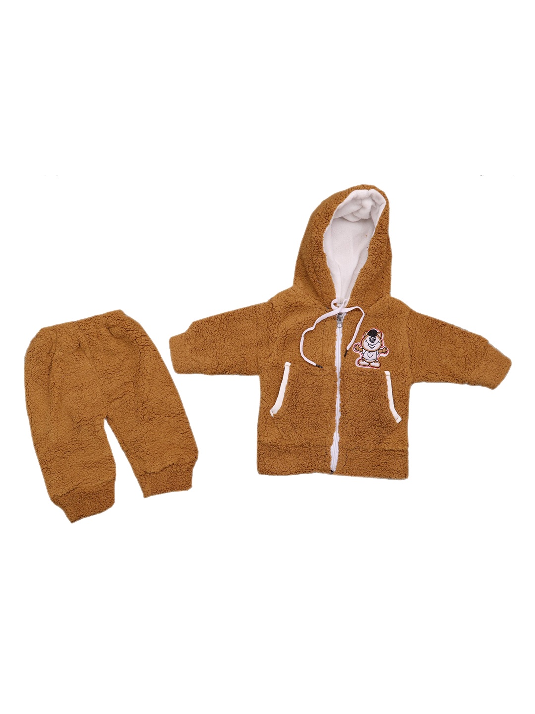 

BAESD Kids Self Design Hooded Fleece Tracksuit, Beige