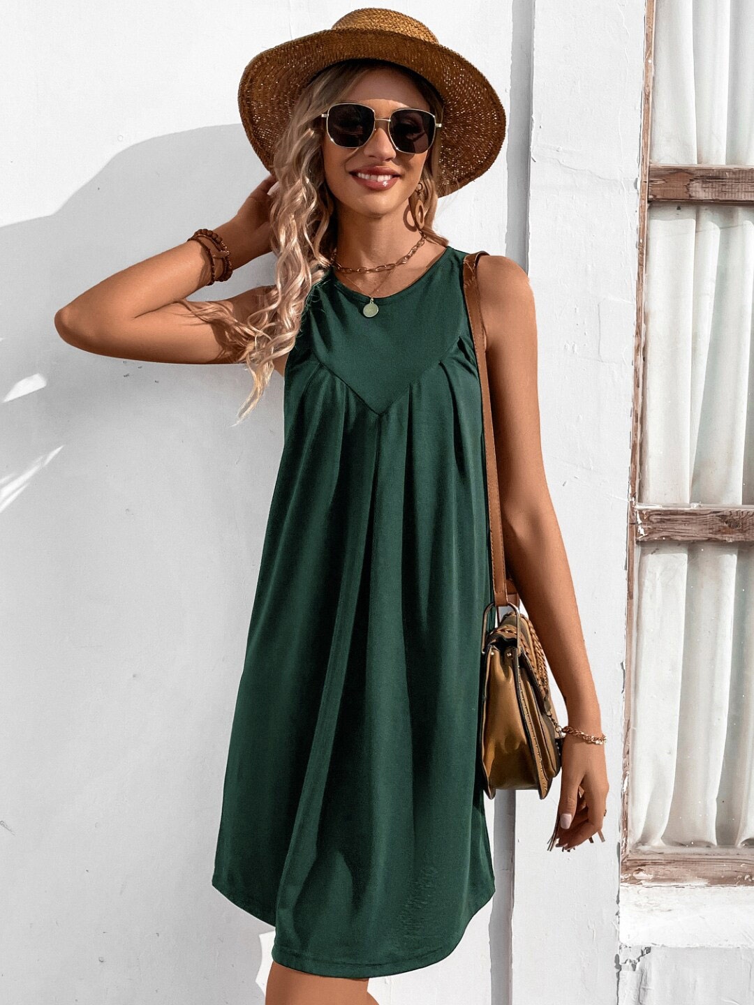 

StyleCast Green Round Neck A-Line Dress