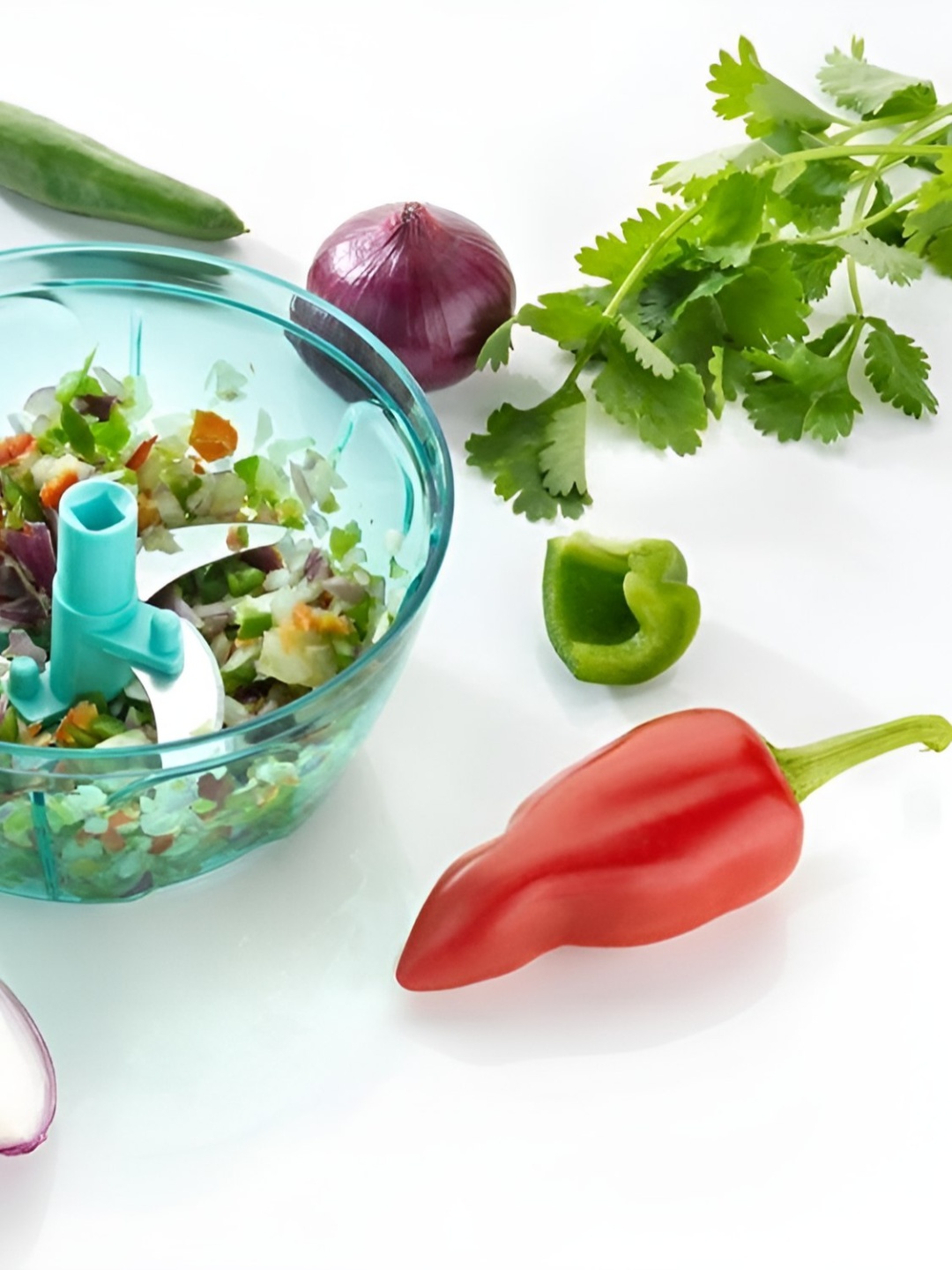 OMORTEX Green & Transparent 2 Pieces Handy Dori Chopper 450ml each
