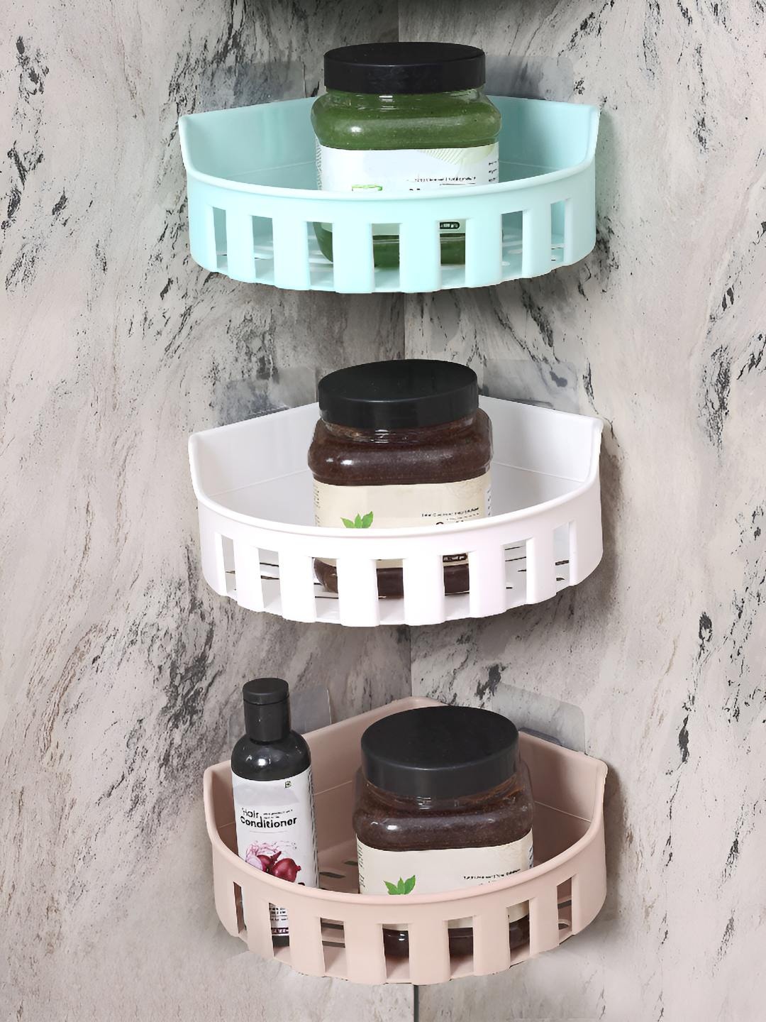 OMORTEX Green & White 3 Pieces Bathroom Caddy
