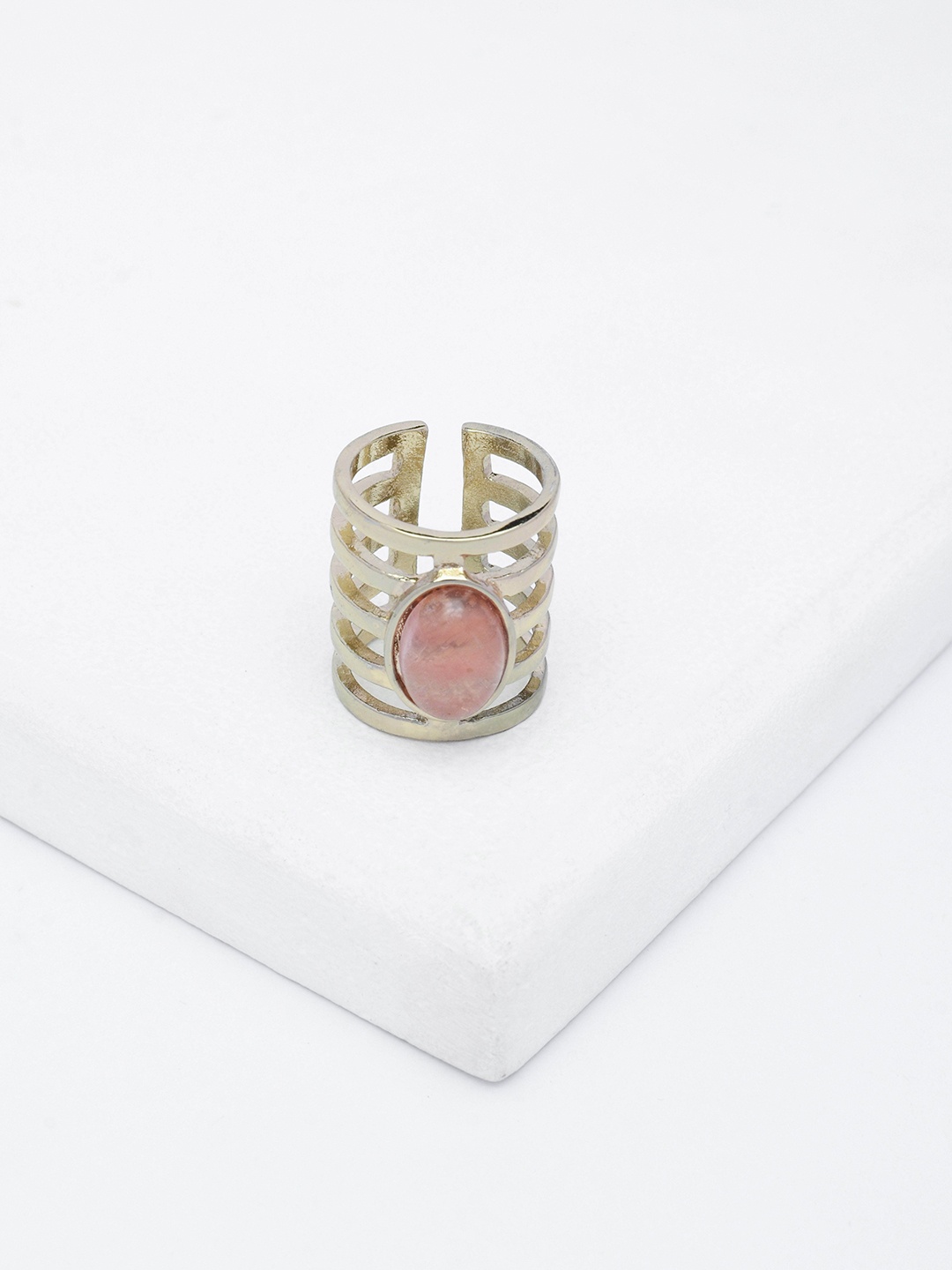 

Rhea Rhodium-Plated Stone Studded Finger Ring, Gold