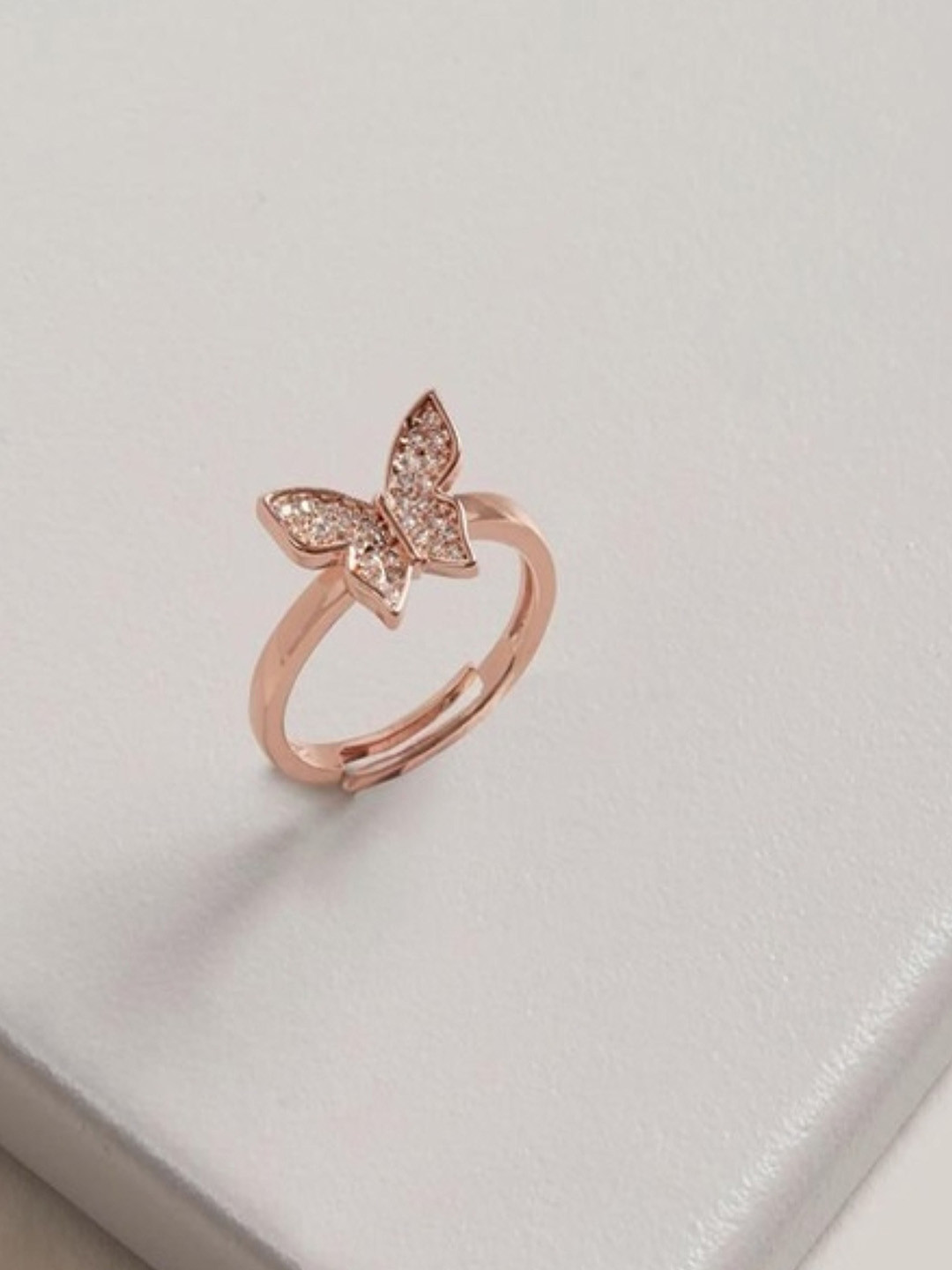 

Rhea Rose Gold-Plated Cubic Zirconia-Studded Adjustable Finger Ring