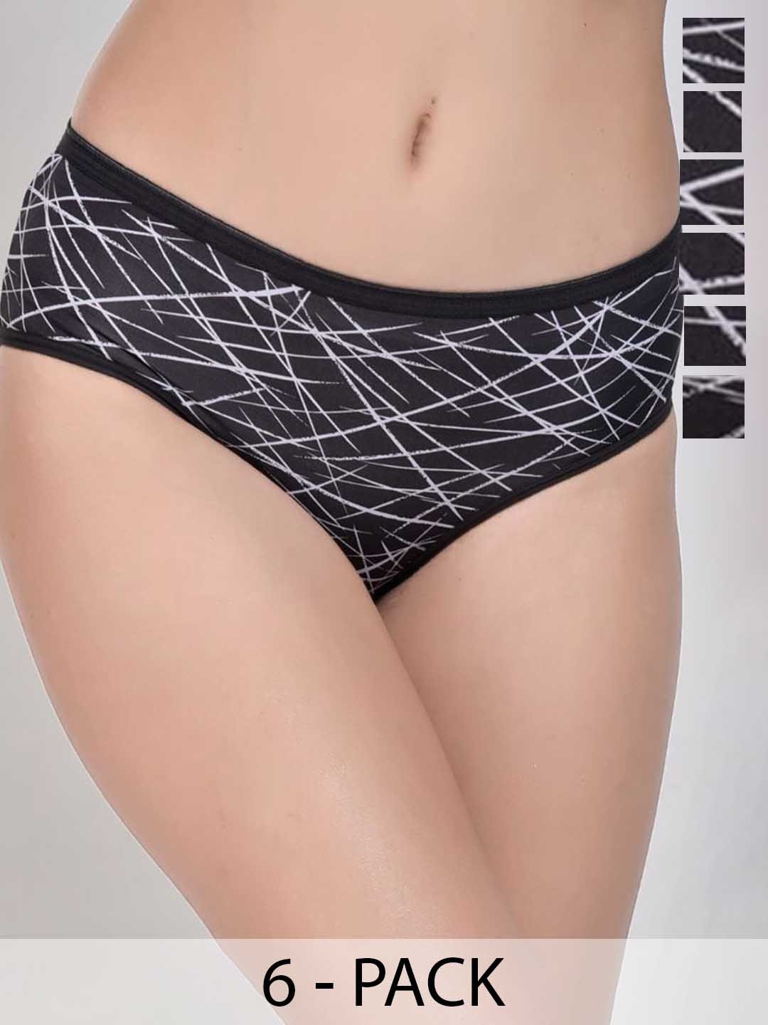 

Innocence Pack Of 6 Abstract Printed Hipster Briefs, Grey